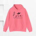 Inspirational Love Sweatshirt - Unisex Heavy Blend™ Hoodie with 1 Corinthians 13:8 - GULLYDESIGN