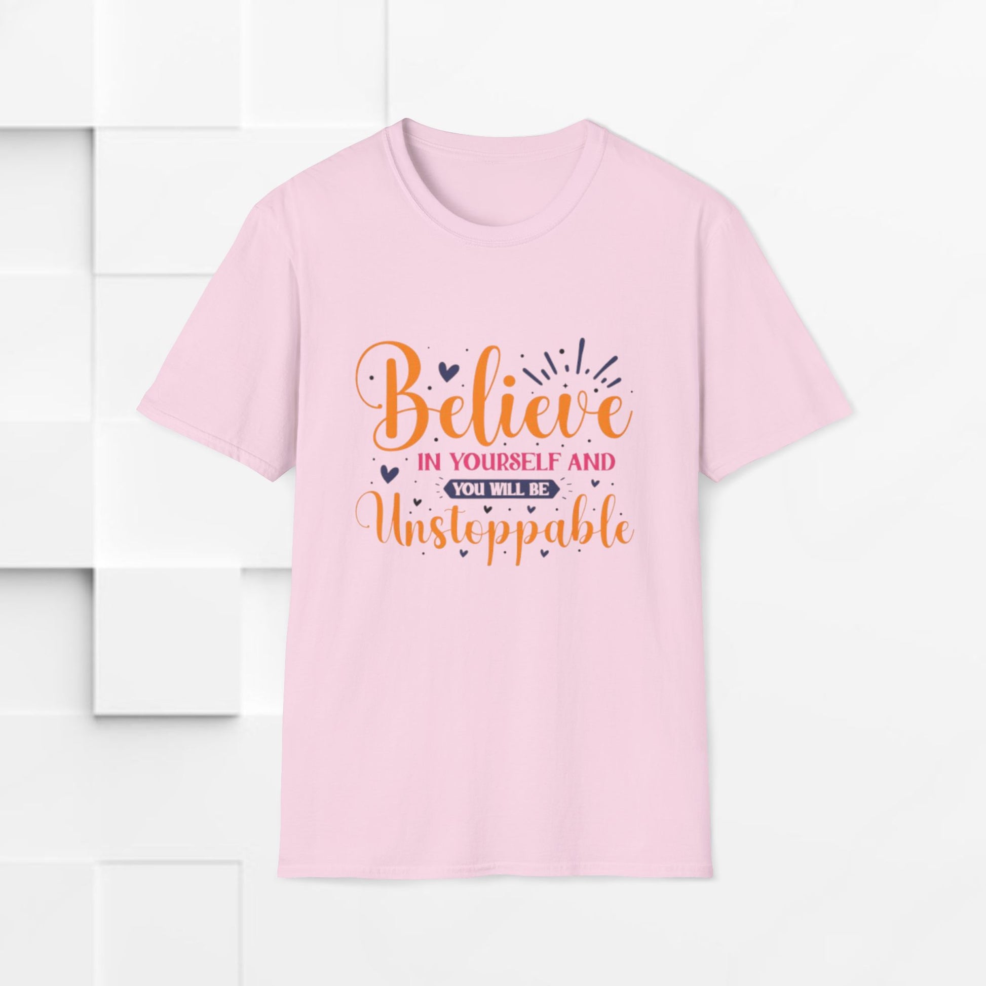 Unisex Softstyle T-Shirt - 'Believe in Yourself and You Will Be Unstoppable' Inspirational Tee - GULLYDESIGN