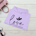 Inspirational Love Sweatshirt - Unisex Heavy Blend™ Hoodie with 1 Corinthians 13:8 - GULLYDESIGN