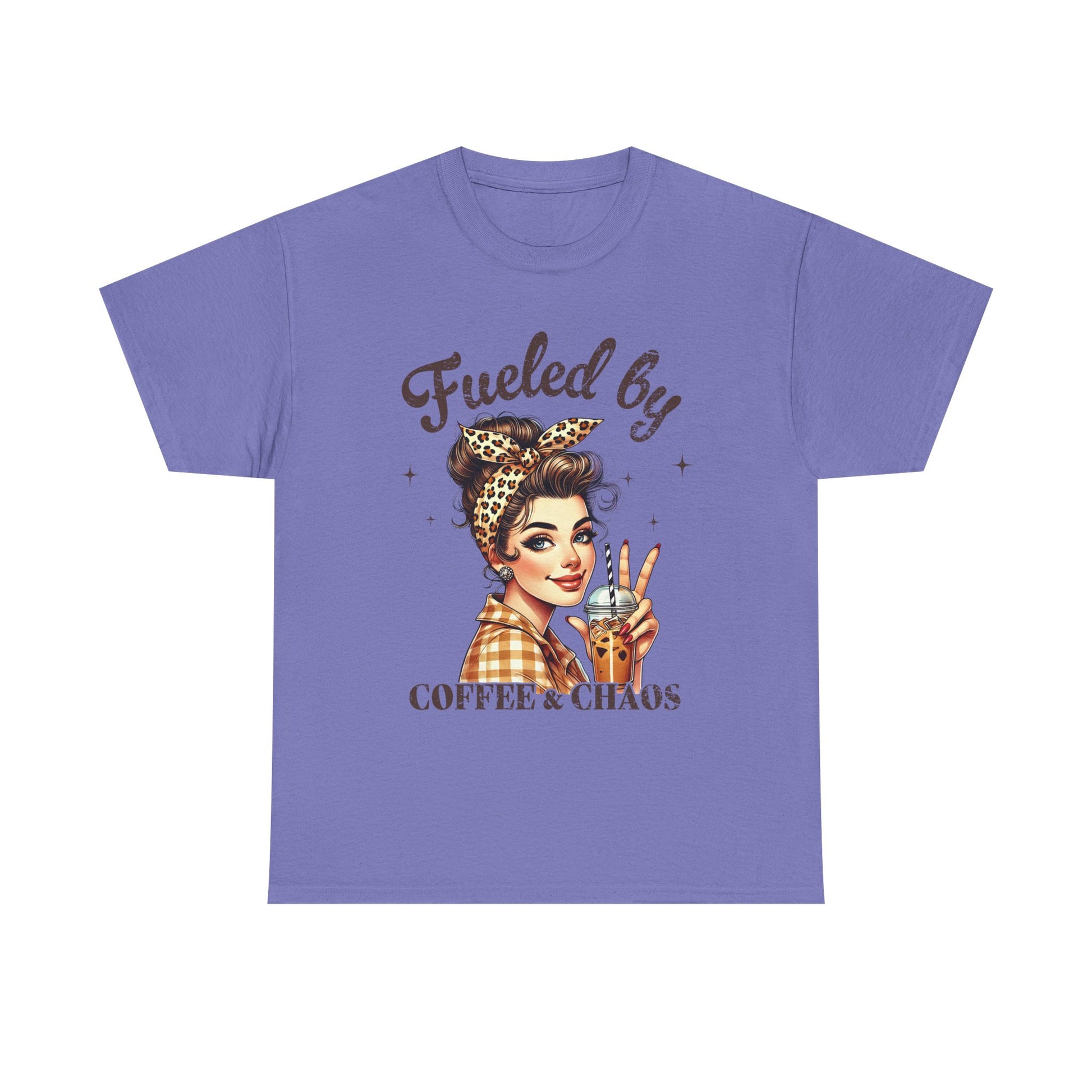 Fueled by Coffee & Chaos Unisex Tee - Fun Graphic Shirt for Coffee Lovers - GULLYDESIGN