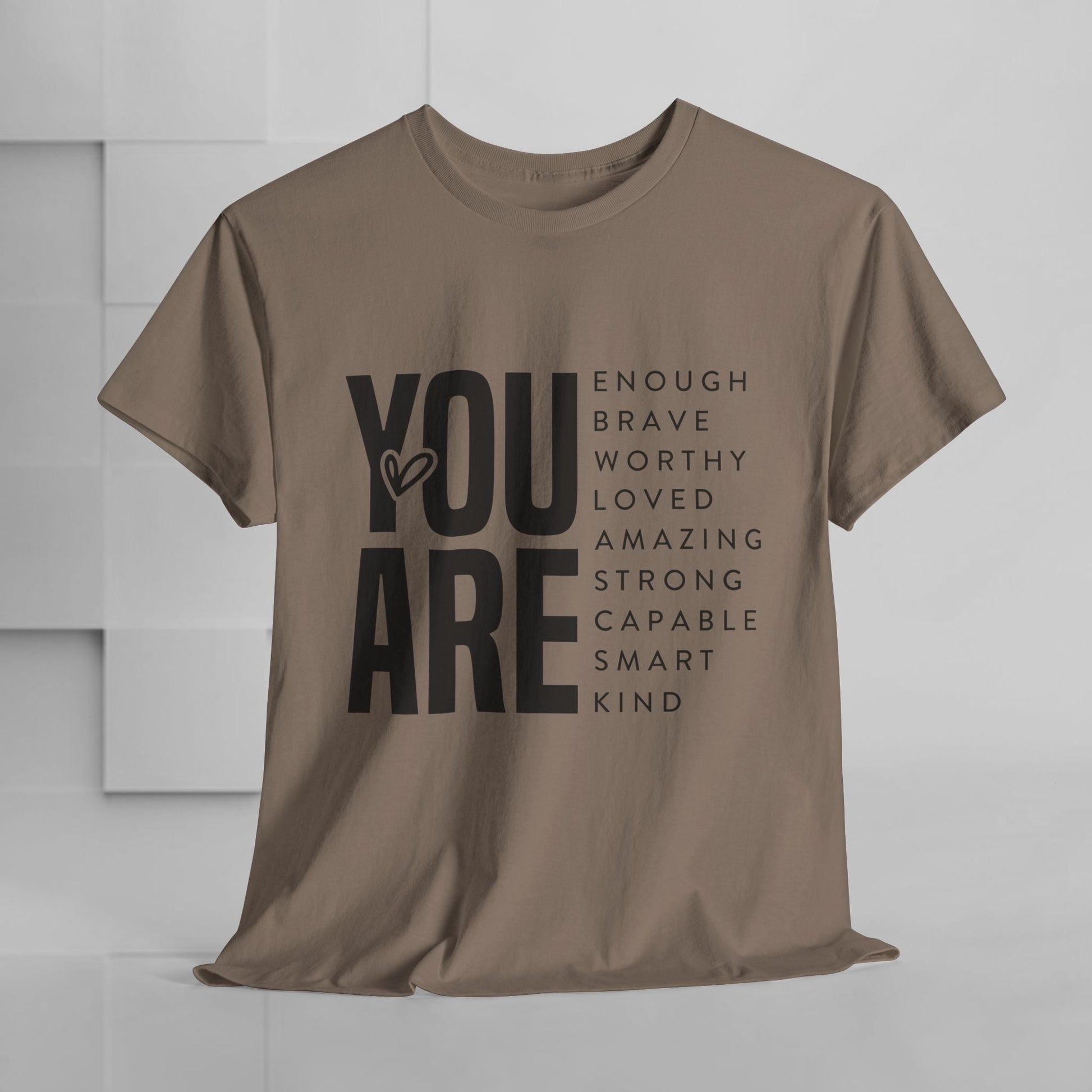 You Are Enough Unisex Heavy Cotton Tee | Inspirational Graphic Tee for Self-Love and Positivity - GULLYDESIGN