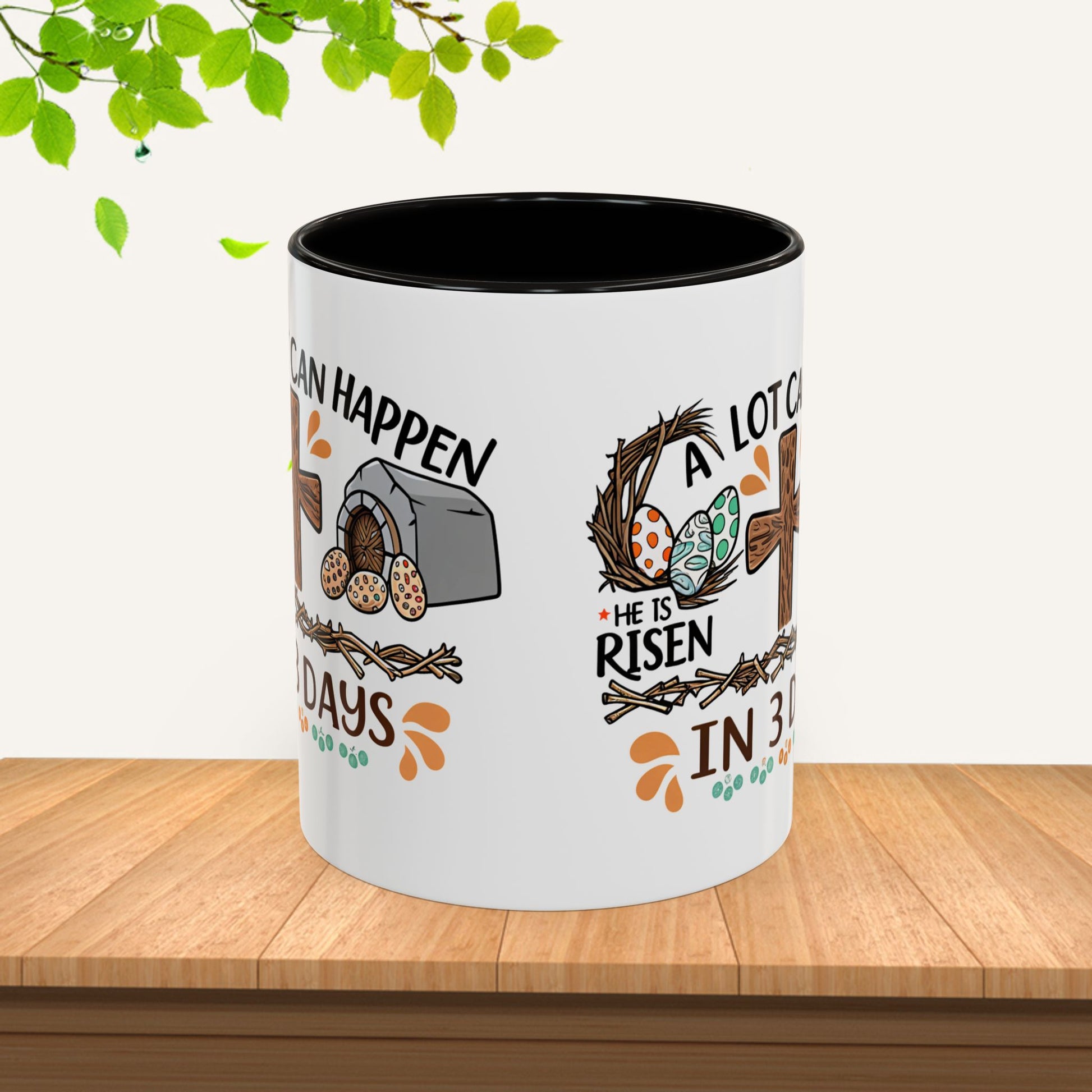 Inspirational Easter Mug - "A Lot Can Happen in 3 Days" - Colorful 11oz & 15oz Coffee Cup - GULLYDESIGN