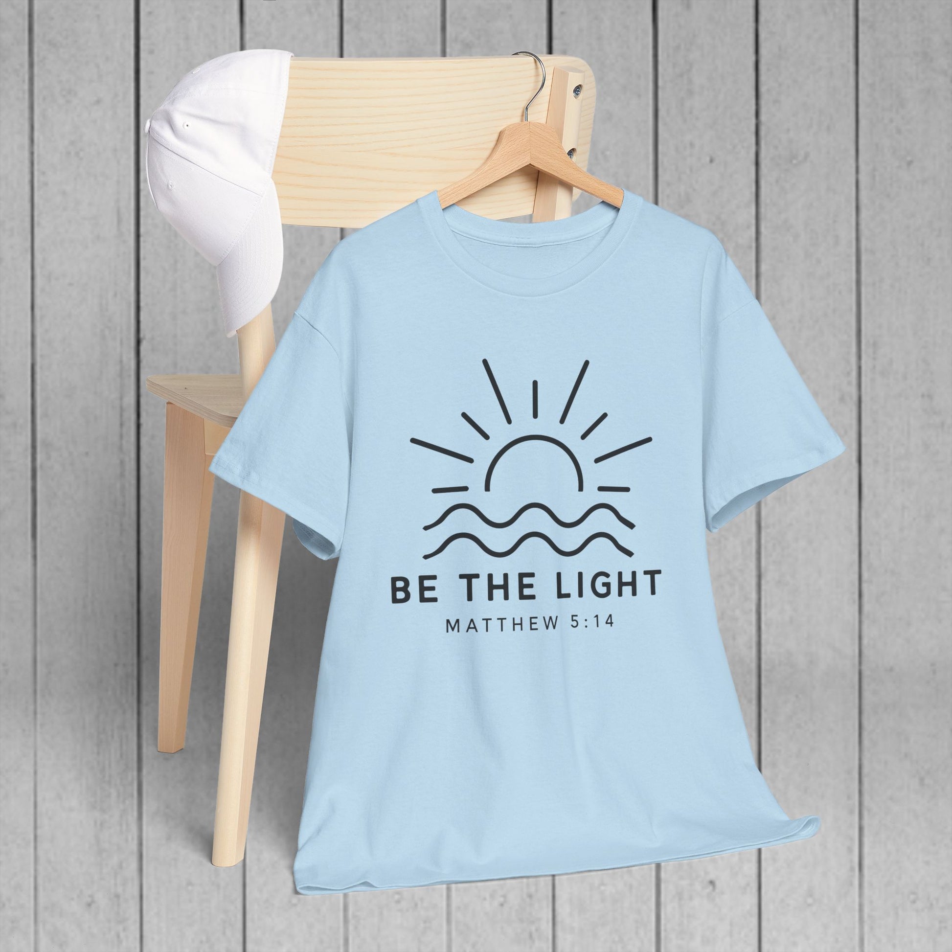 Inspirational Unisex Heavy Cotton Tee - 'Be The Light' Matthew 5:14 - GULLYDESIGN