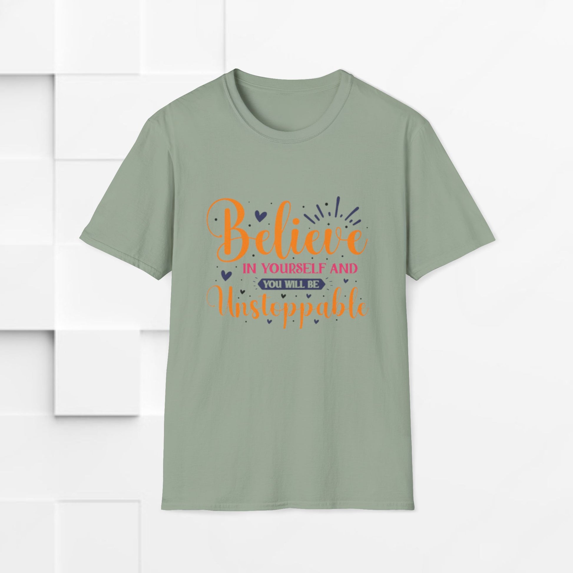 Unisex Softstyle T-Shirt - 'Believe in Yourself and You Will Be Unstoppable' Inspirational Tee - GULLYDESIGN