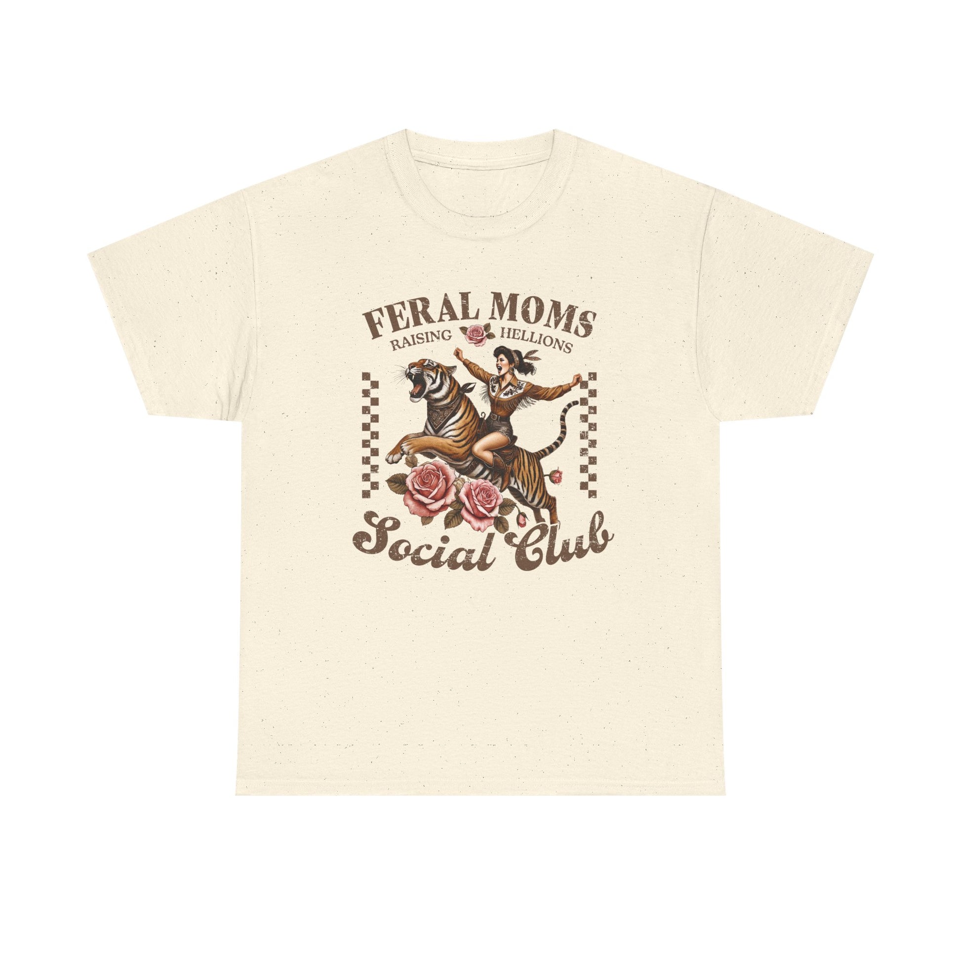 Feral Moms Social Club Tee - Unisex Heavy Cotton T-Shirt for Fun & Rebellious Moms - GULLYDESIGN