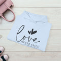 Inspirational Love Sweatshirt - Unisex Heavy Blend™ Hoodie with 1 Corinthians 13:8 - GULLYDESIGN