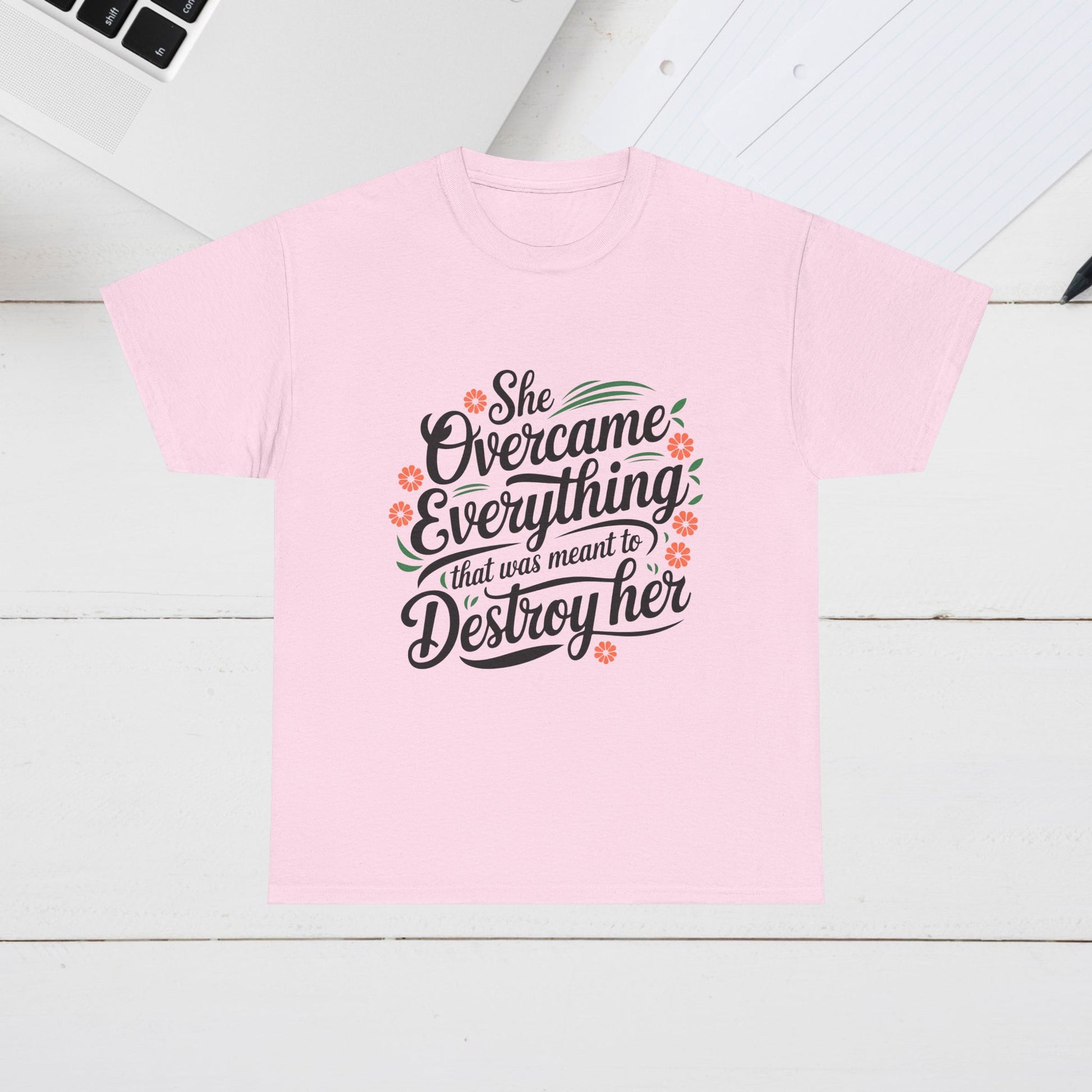 Empowering Women's Quote Unisex Heavy Cotton Tee - 'She Overcame Everything' - GULLYDESIGN