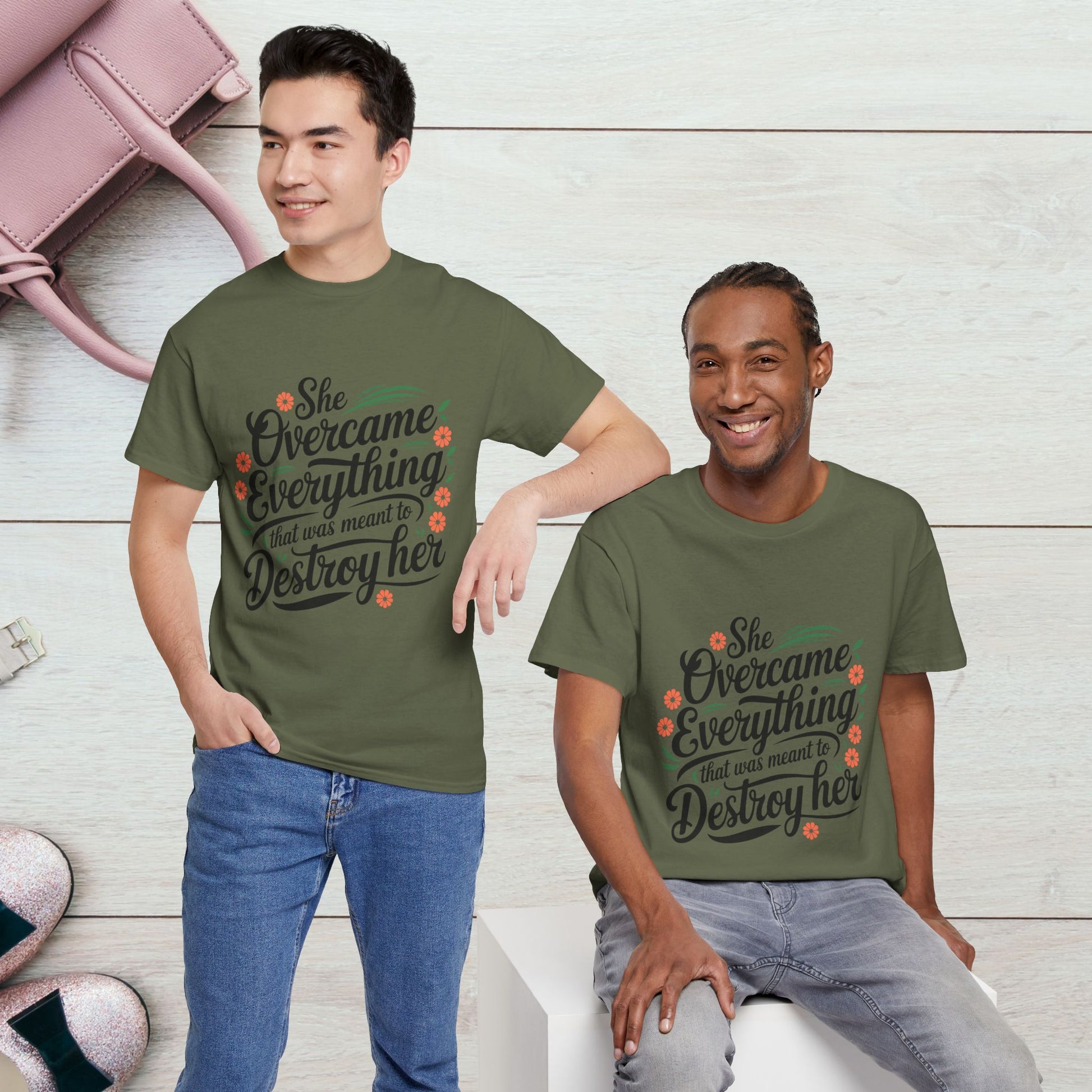 Empowering Women's Quote Unisex Heavy Cotton Tee - 'She Overcame Everything' - GULLYDESIGN
