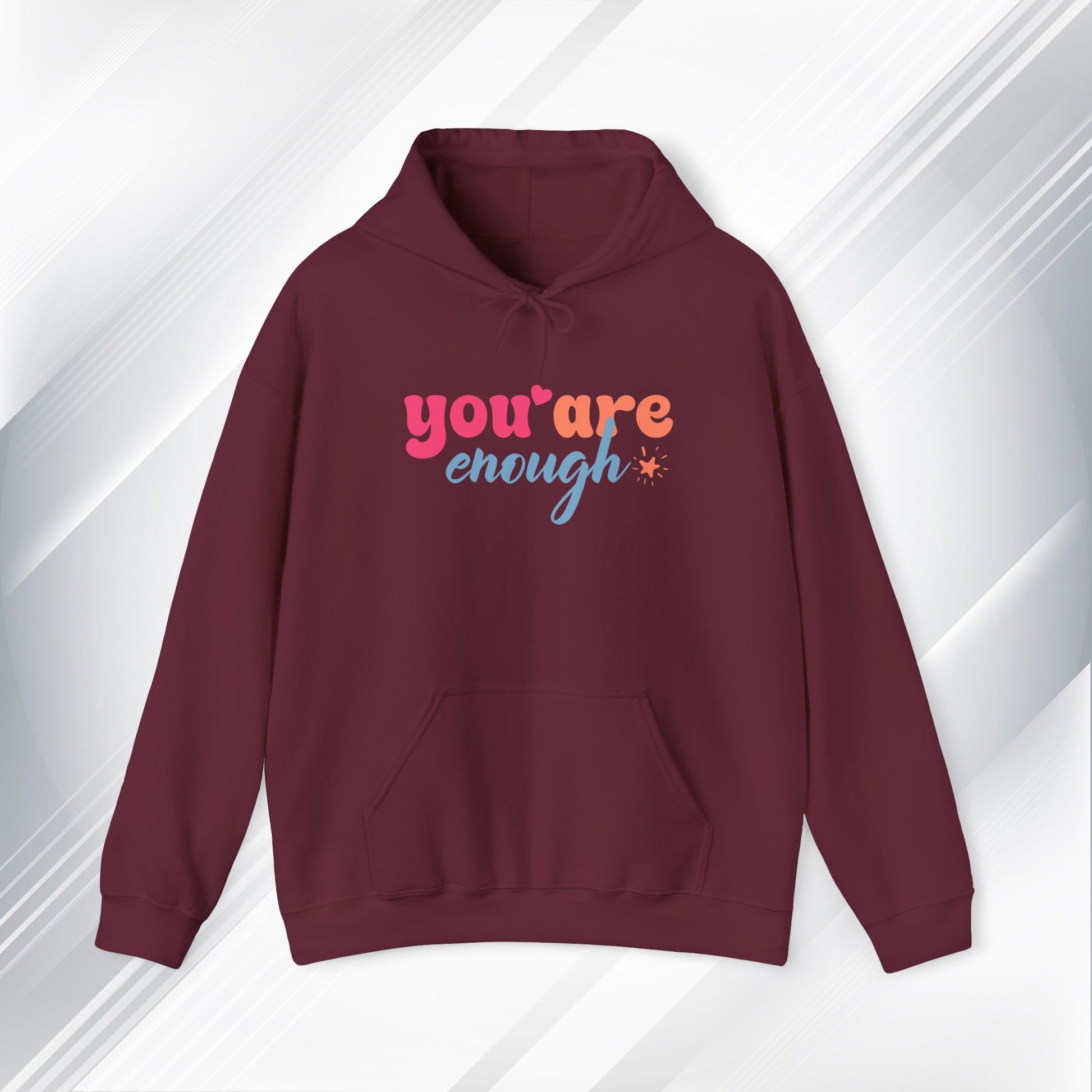 Inspirational Unisex Hoodie - 'You Are Enough' Motivational Sweatshirt for Self-Love & Positivity - GULLYDESIGN