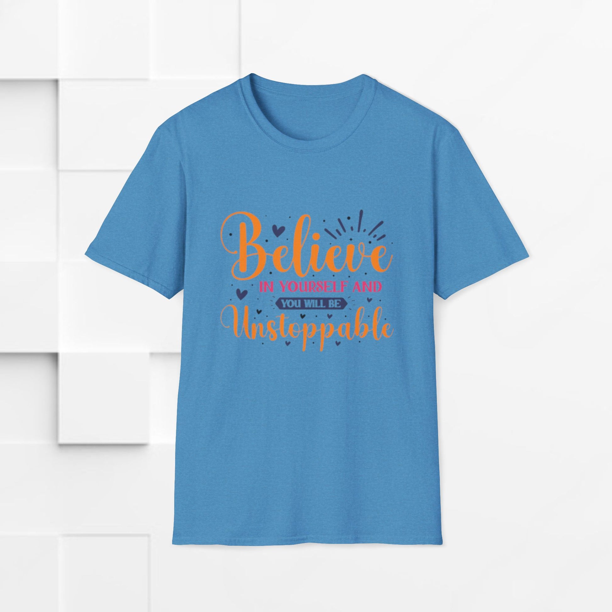 Unisex Softstyle T-Shirt - 'Believe in Yourself and You Will Be Unstoppable' Inspirational Tee - GULLYDESIGN
