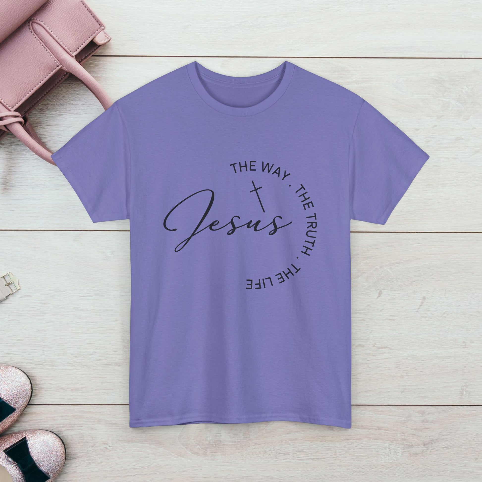 Faith-Inspired Unisex Heavy Cotton Tee - 'The Way, The Truth, The Life' - GULLYDESIGN