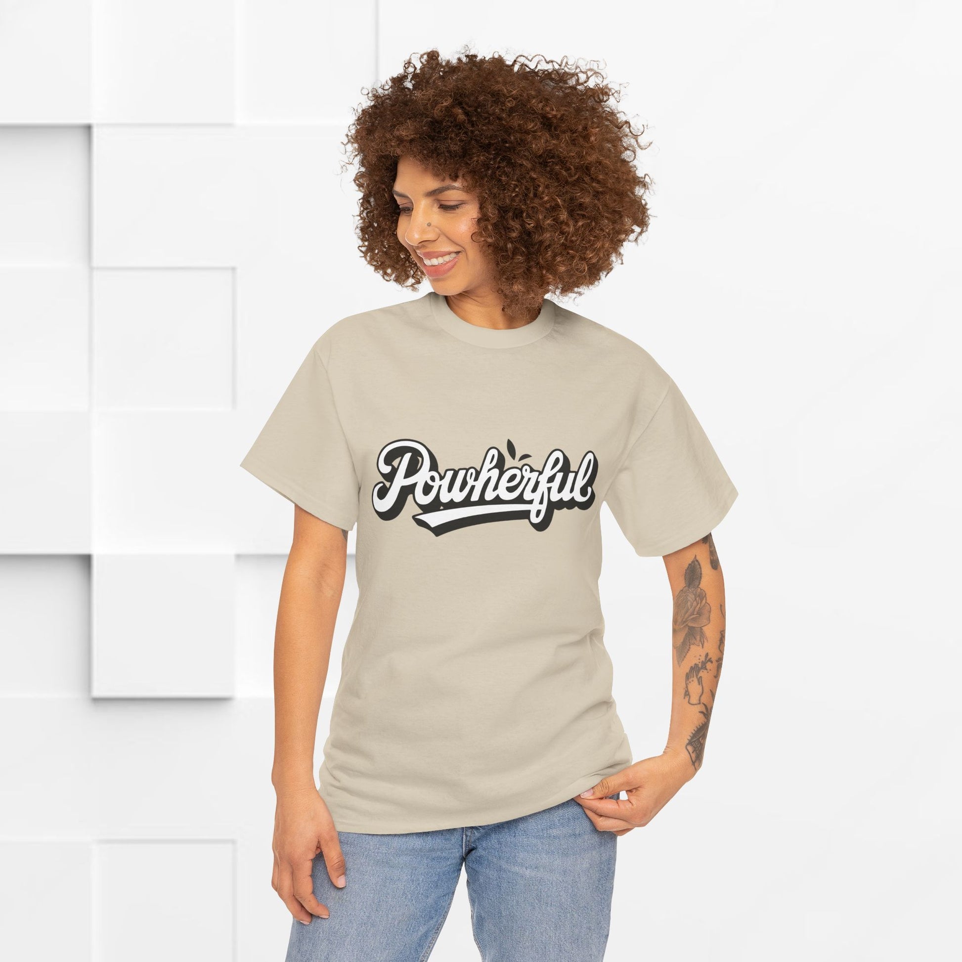 Unisex Heavy Cotton Tee - 'Powerful' Graphic Tee for Empowerment and Self-Expression - GULLYDESIGN