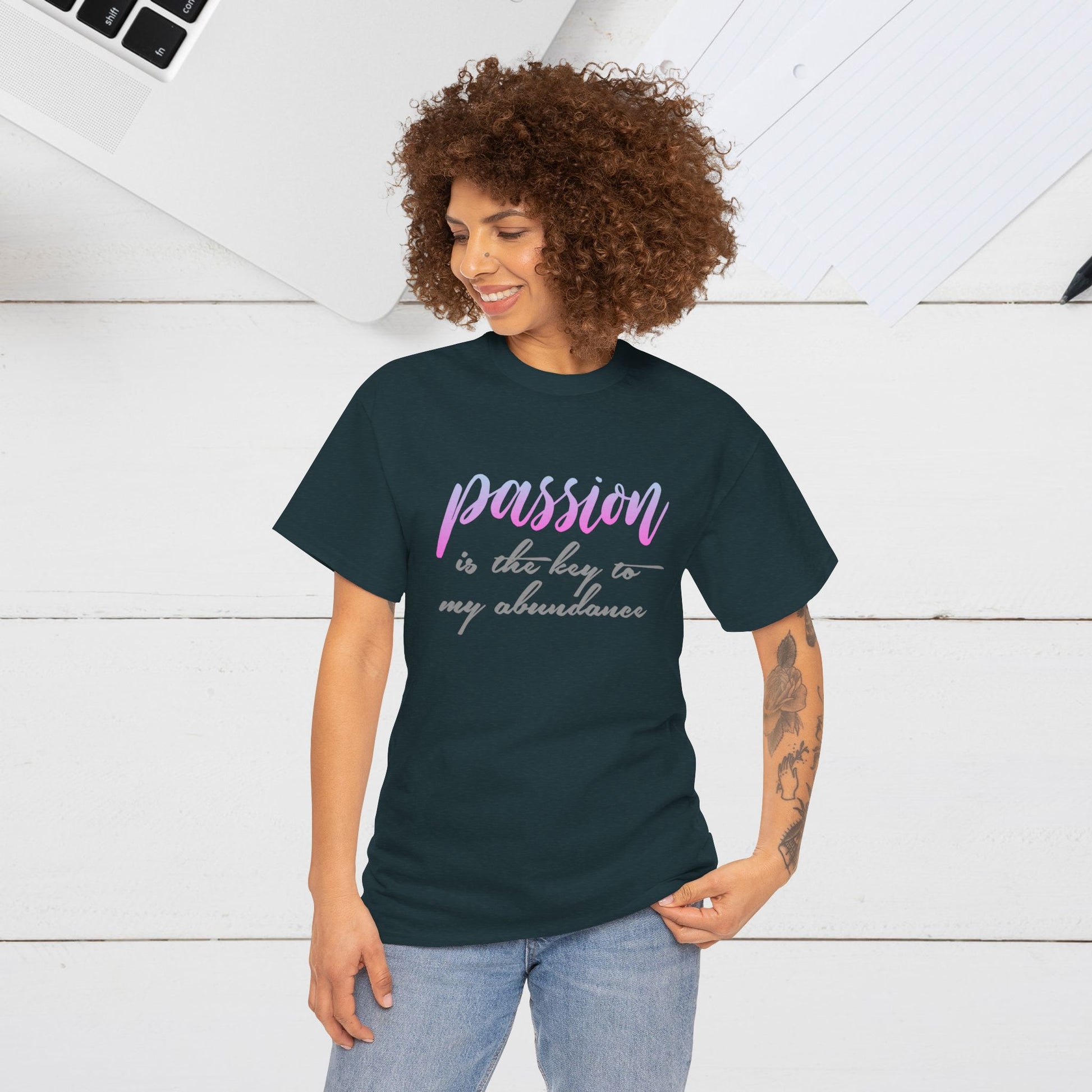Passion is the Key Unisex Heavy Cotton Tee - Motivational T-Shirt for Inspiration and Abundance - GULLYDESIGN