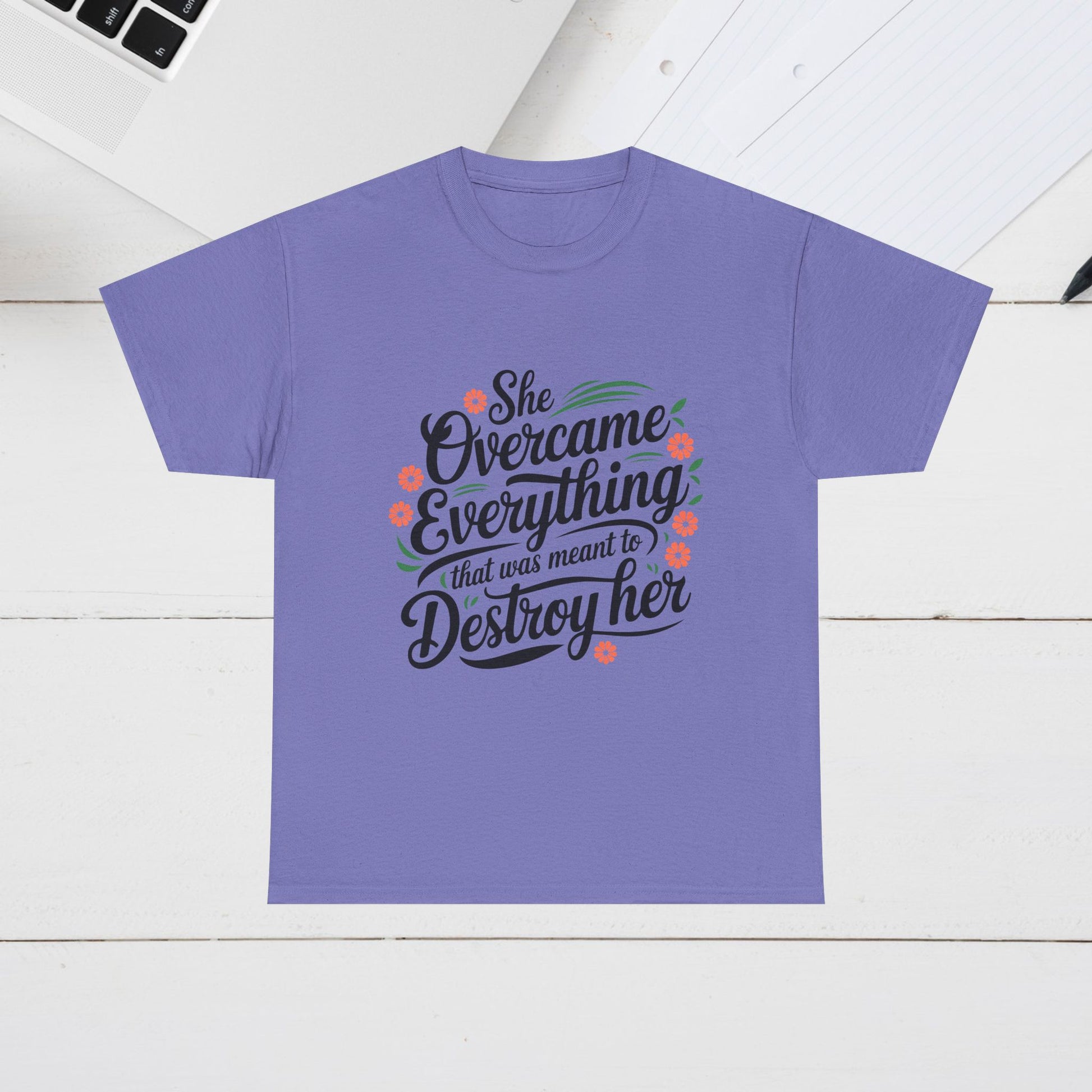 Empowering Women's Quote Unisex Heavy Cotton Tee - 'She Overcame Everything' - GULLYDESIGN