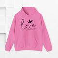 Inspirational Love Sweatshirt - Unisex Heavy Blend™ Hoodie with 1 Corinthians 13:8 - GULLYDESIGN