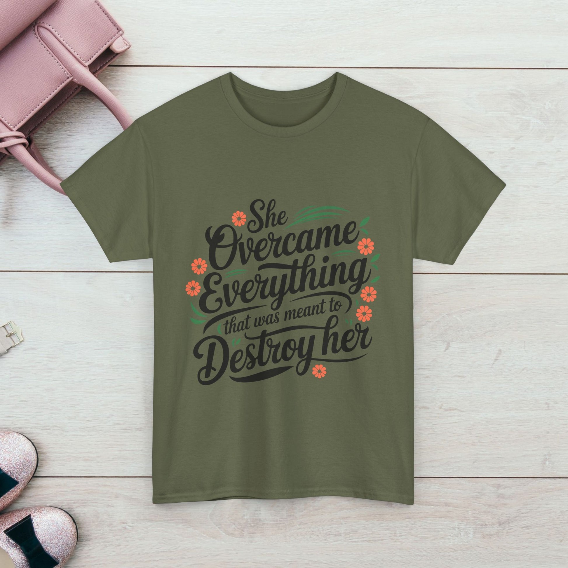 Empowering Women's Quote Unisex Heavy Cotton Tee - 'She Overcame Everything' - GULLYDESIGN