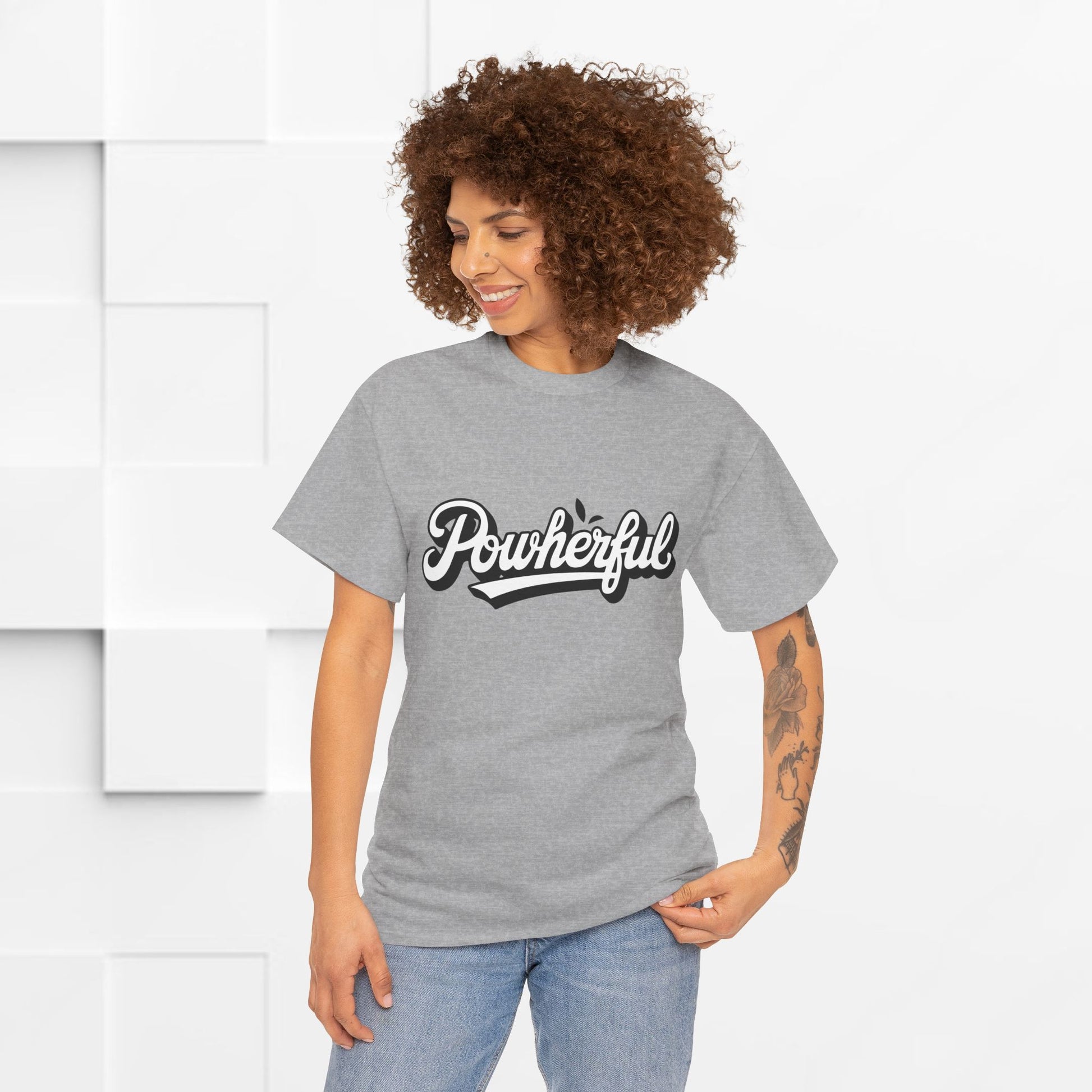Unisex Heavy Cotton Tee - 'Powerful' Graphic Tee for Empowerment and Self-Expression - GULLYDESIGN