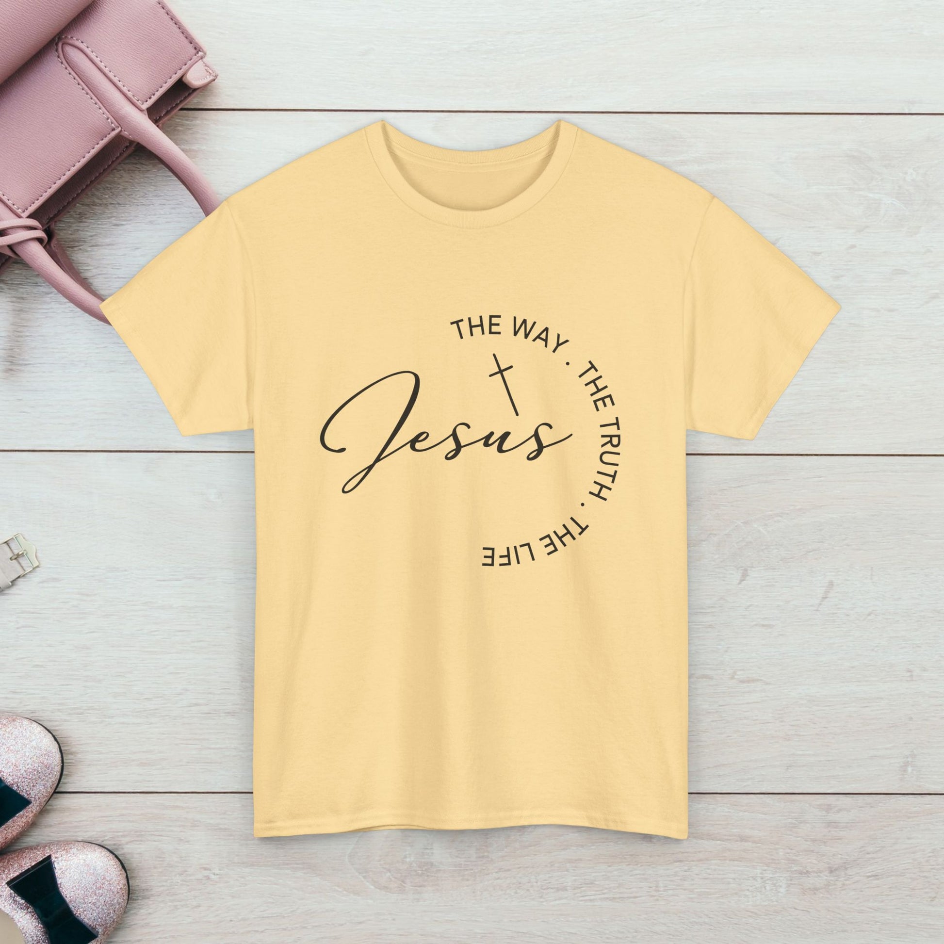 Faith-Inspired Unisex Heavy Cotton Tee - 'The Way, The Truth, The Life' - GULLYDESIGN