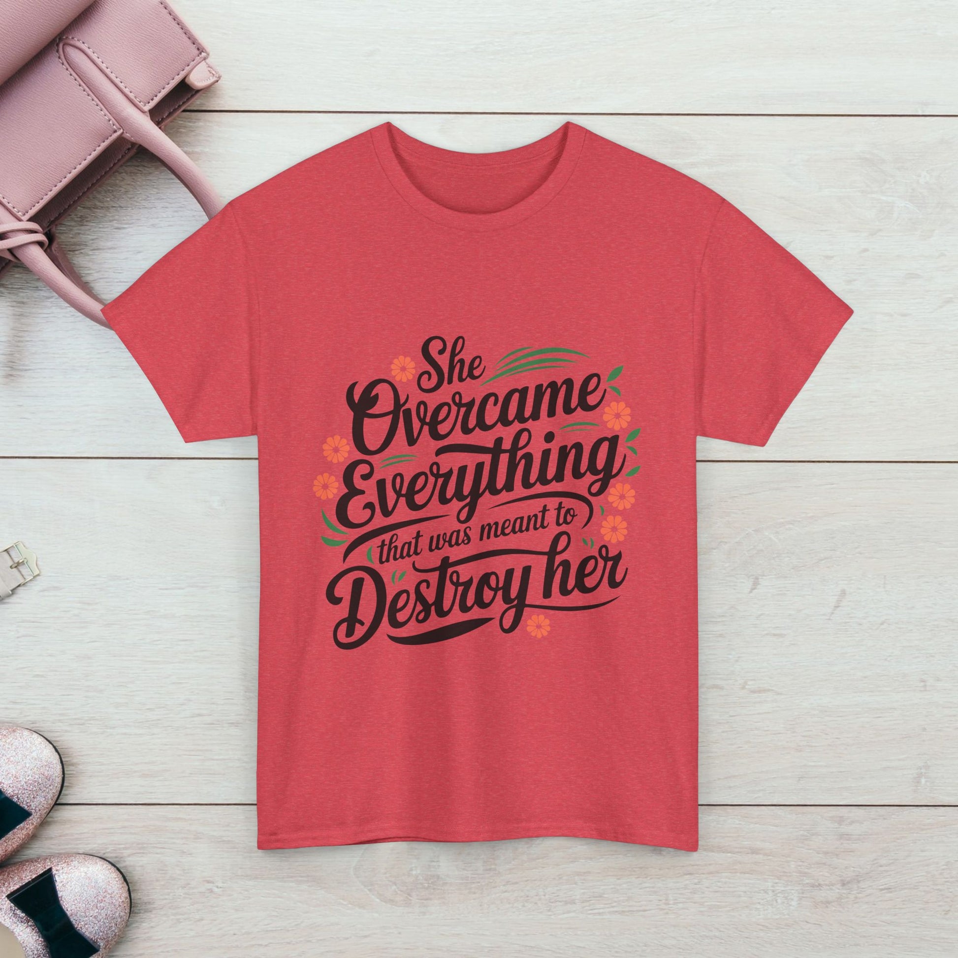 Empowering Women's Quote Unisex Heavy Cotton Tee - 'She Overcame Everything' - GULLYDESIGN