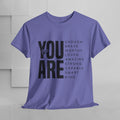 You Are Enough Unisex Heavy Cotton Tee | Inspirational Graphic Tee for Self-Love and Positivity - GULLYDESIGN