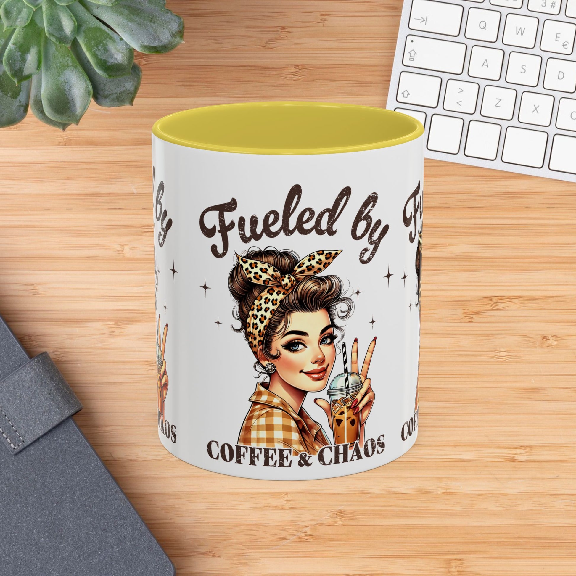 Colorful Coffee Mug - "Fueled by Coffee & Chaos" - Fun & Trendy Drinkware for Coffee Lovers - GULLYDESIGN