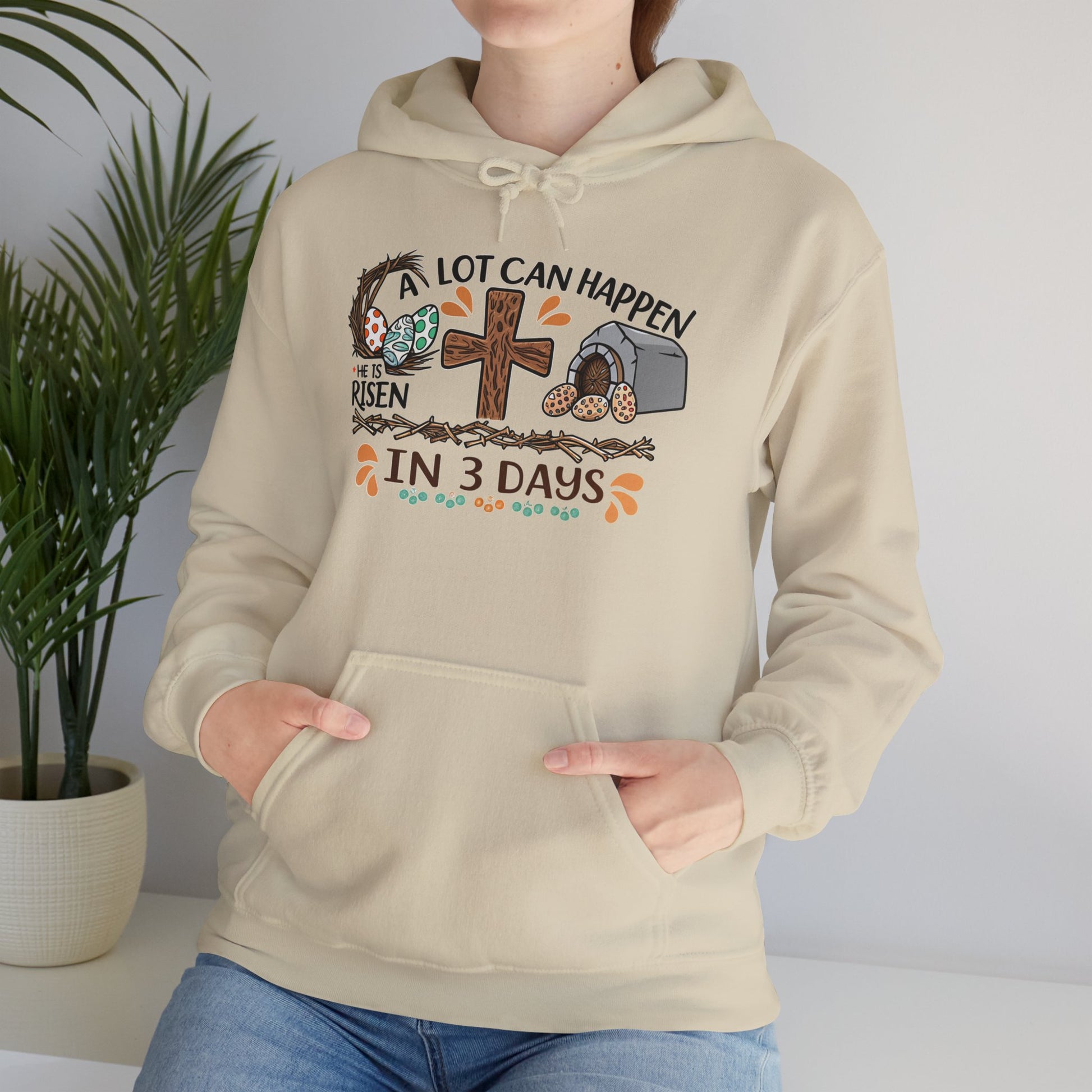 Inspirational Easter Hoodie - "A Lot Can Happen in 3 Days" - Unisex Heavy Blend Sweatshirt - GULLYDESIGN
