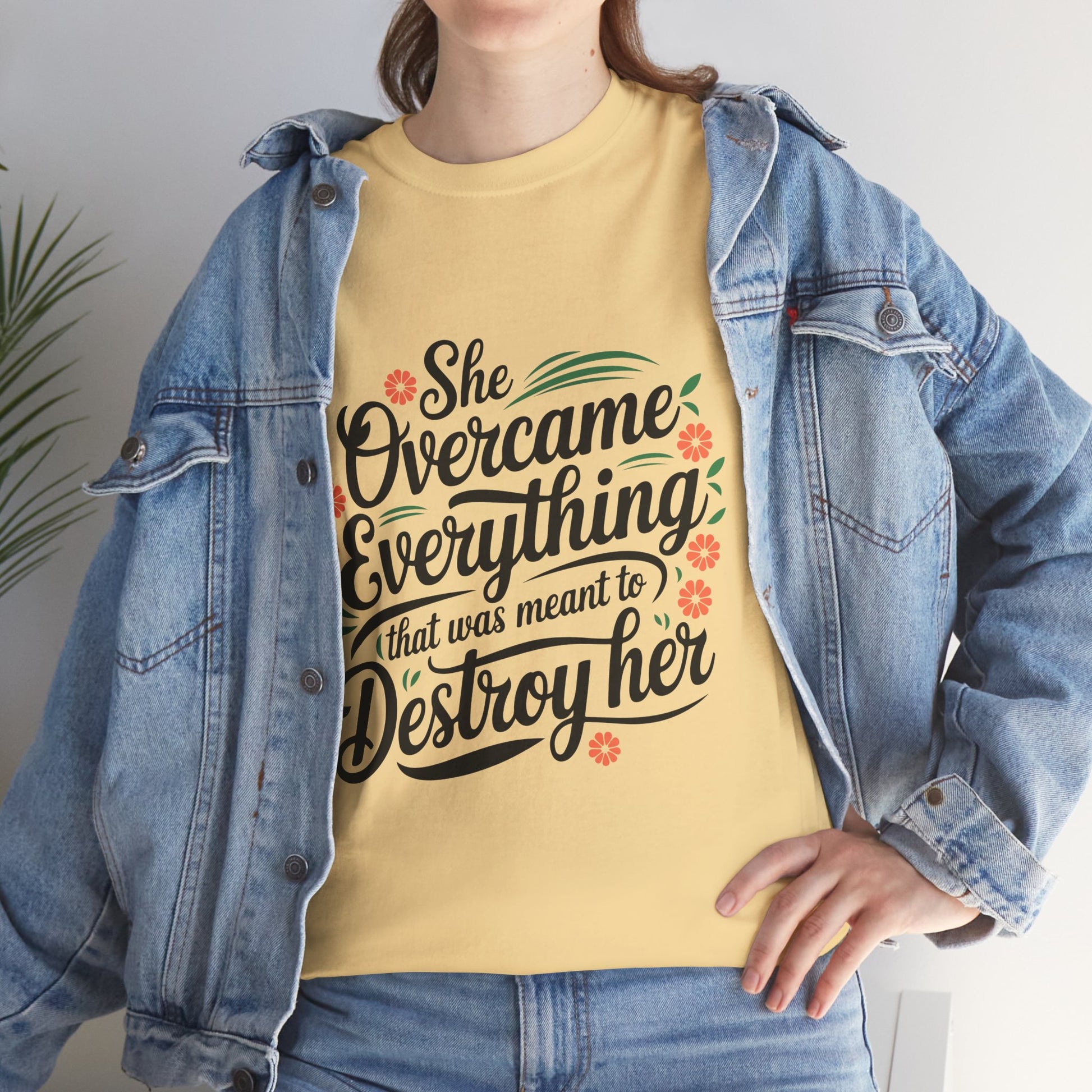 Empowering Women's Quote Unisex Heavy Cotton Tee - 'She Overcame Everything' - GULLYDESIGN