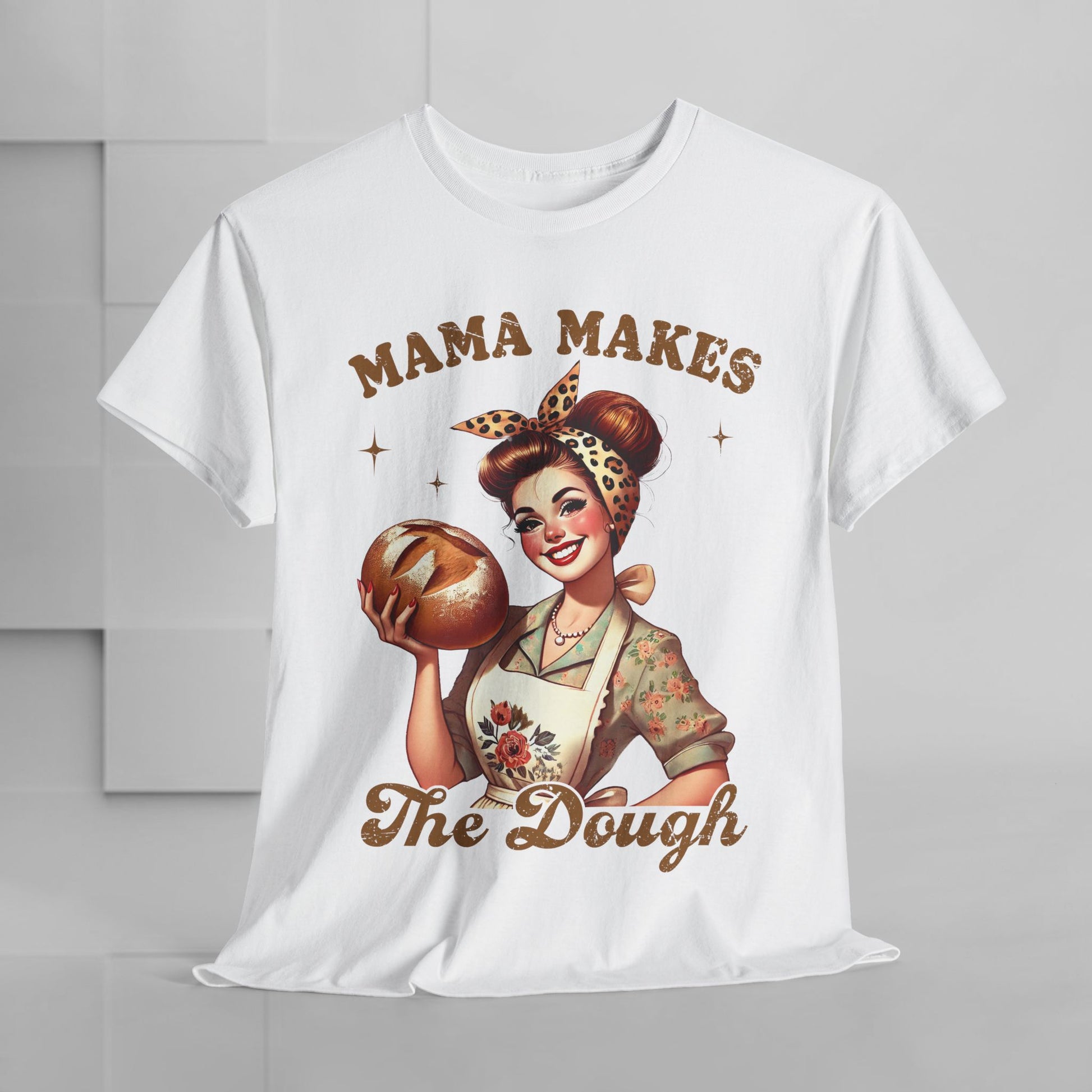 Funny Baking T-Shirt | "Mama Makes The Dough" Unisex Heavy Cotton Tee | Perfect Gift for Moms & Bakers - GULLYDESIGN