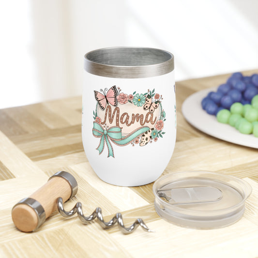 Personalized Mama Chill Wine Tumbler with Floral Design