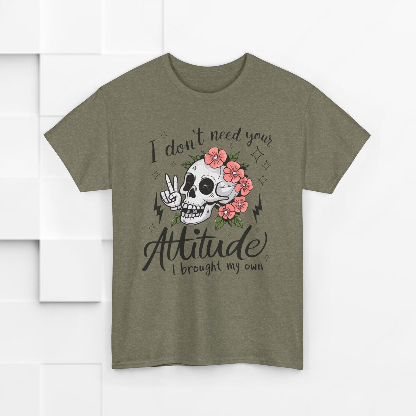 Rebellious Skull Attitude Unisex Heavy Cotton Tee