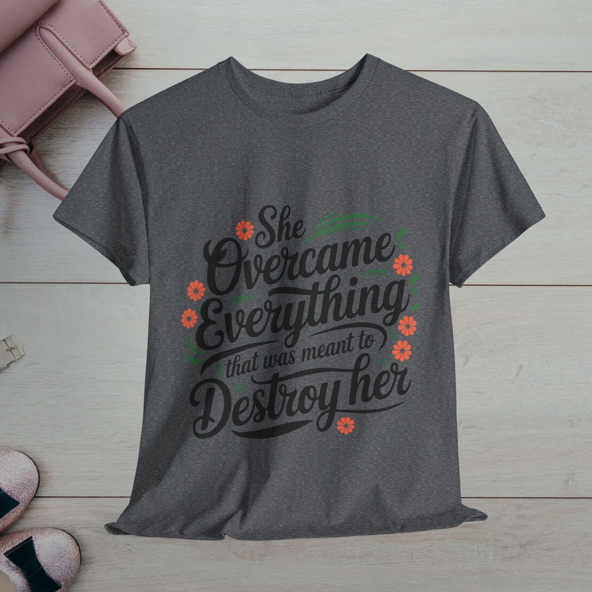 Empowering Women's Quote Unisex Heavy Cotton Tee - 'She Overcame Everything' - GULLYDESIGN