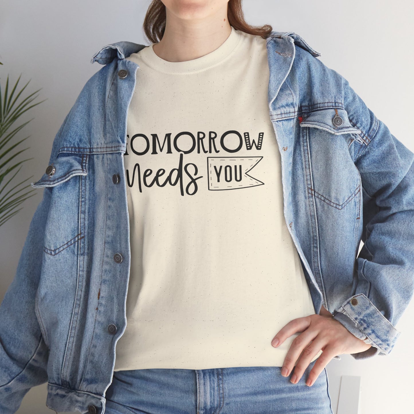 Inspirational Unisex Heavy Cotton Tee - 'Tomorrow Needs You'