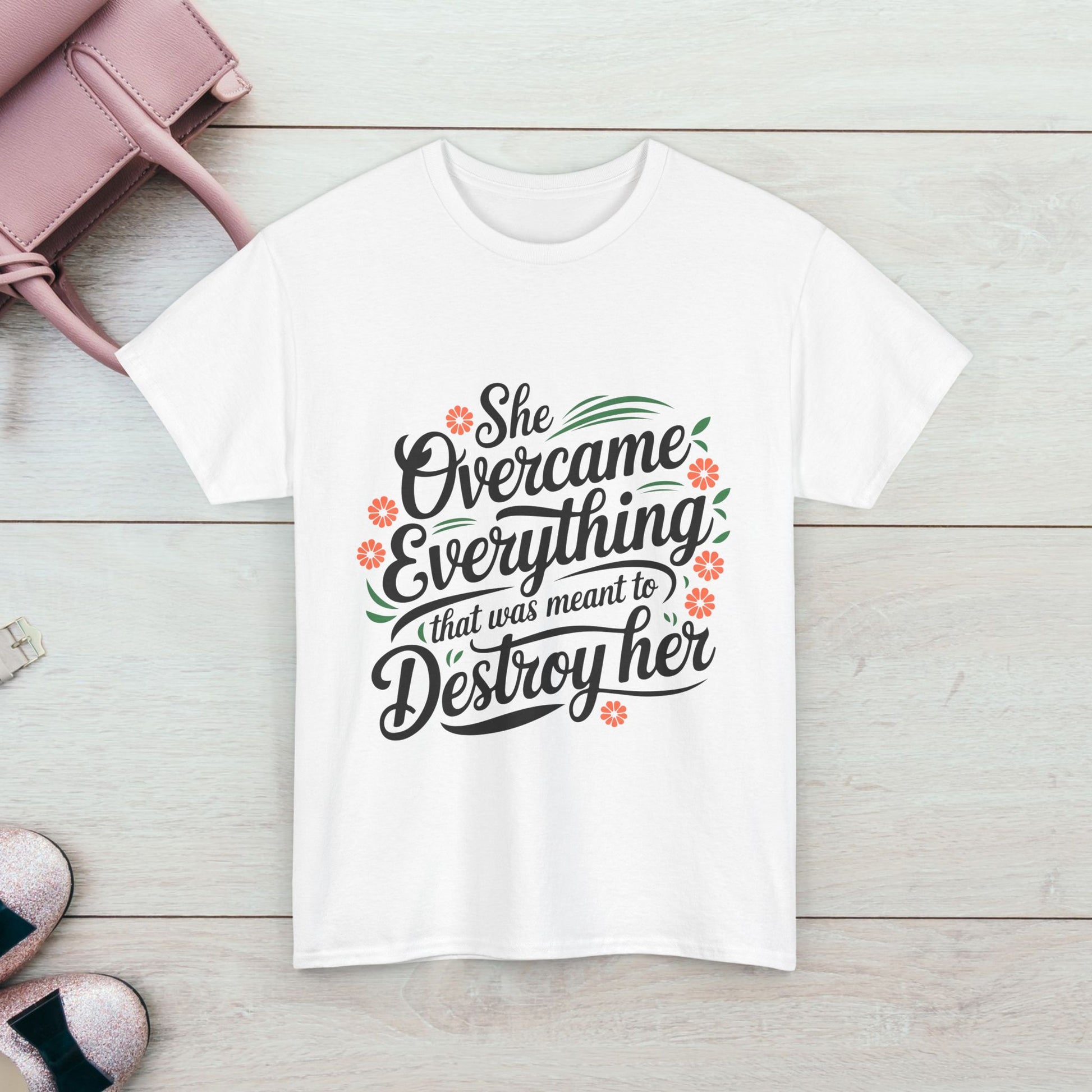 Empowering Women's Quote Unisex Heavy Cotton Tee - 'She Overcame Everything' - GULLYDESIGN