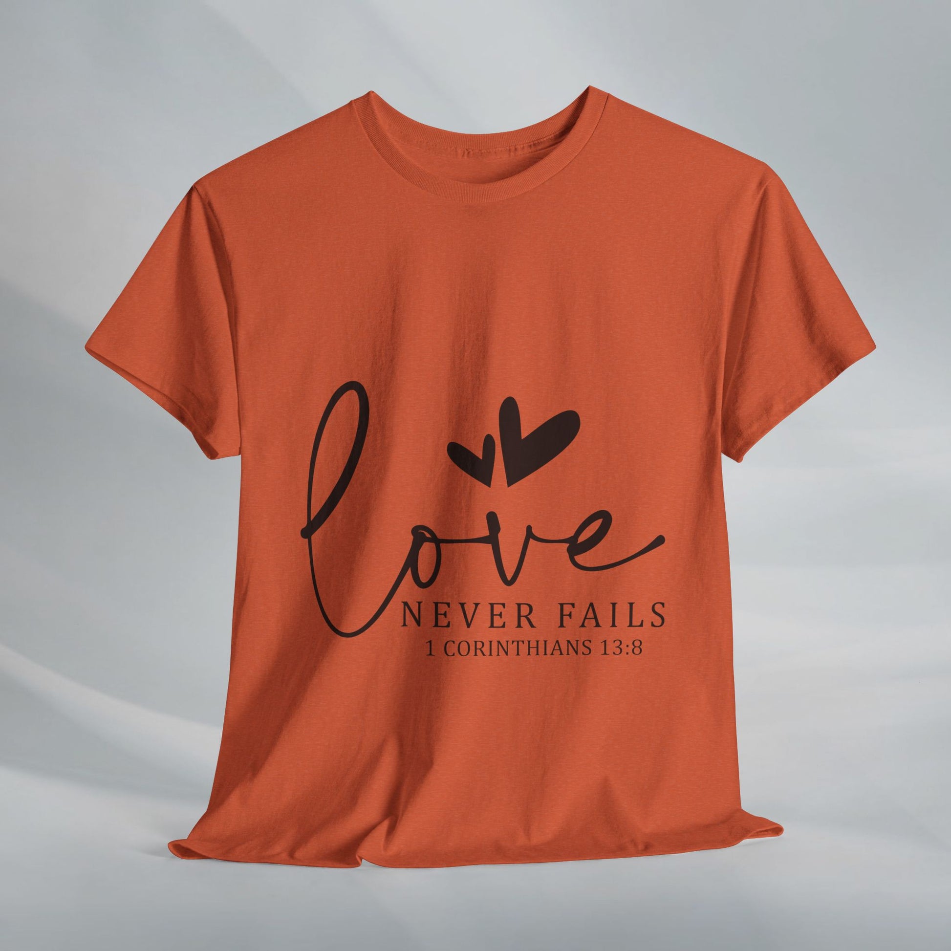 Love Never Fails Unisex Heavy Cotton Tee - Inspirational Christian T-Shirt - GULLYDESIGN
