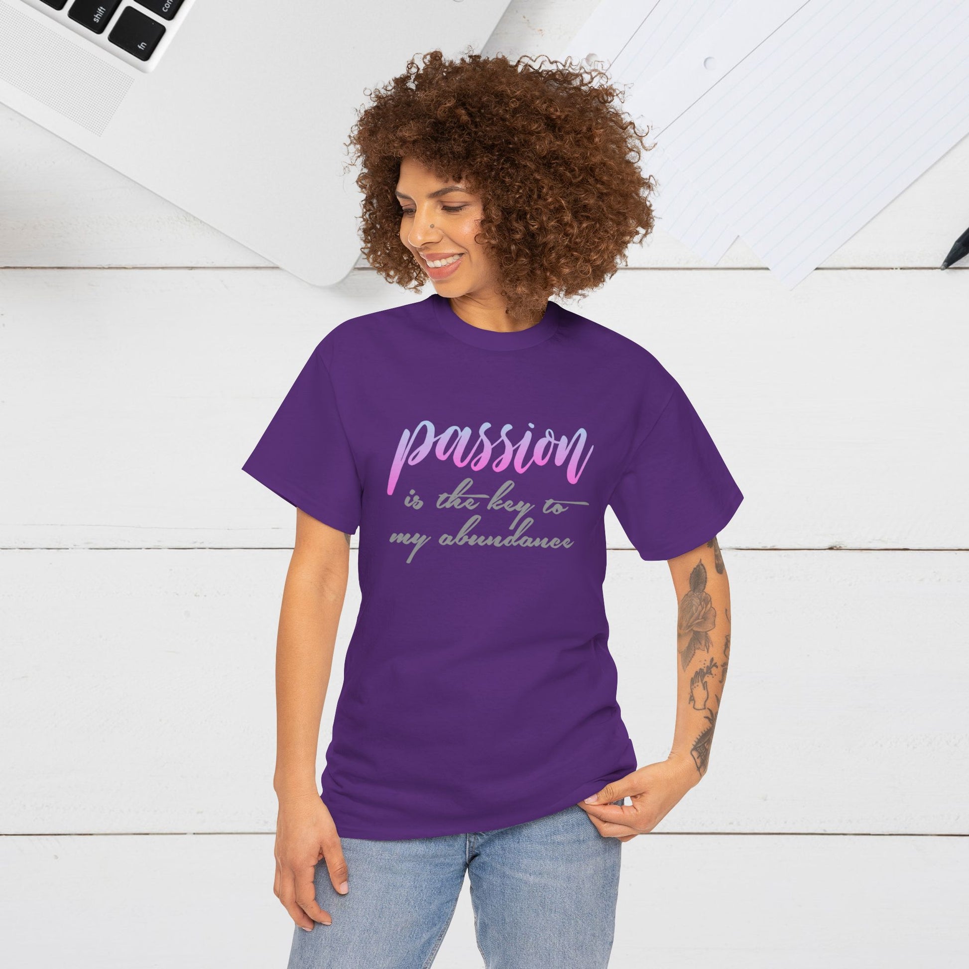 Passion is the Key Unisex Heavy Cotton Tee - Motivational T-Shirt for Inspiration and Abundance - GULLYDESIGN