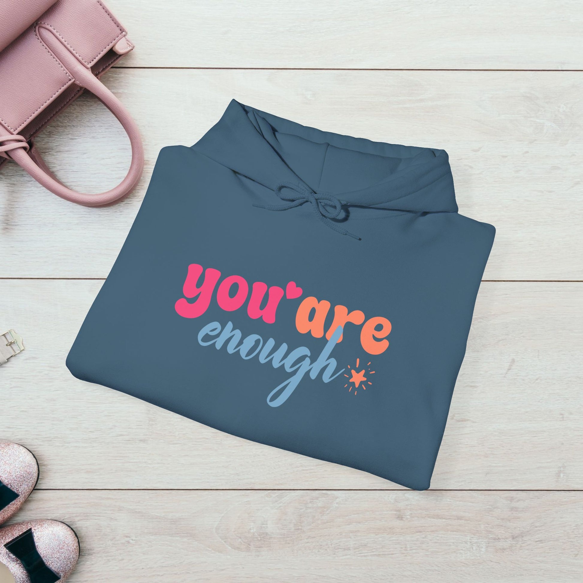 Inspirational Unisex Hoodie - 'You Are Enough' Motivational Sweatshirt for Self-Love & Positivity - GULLYDESIGN