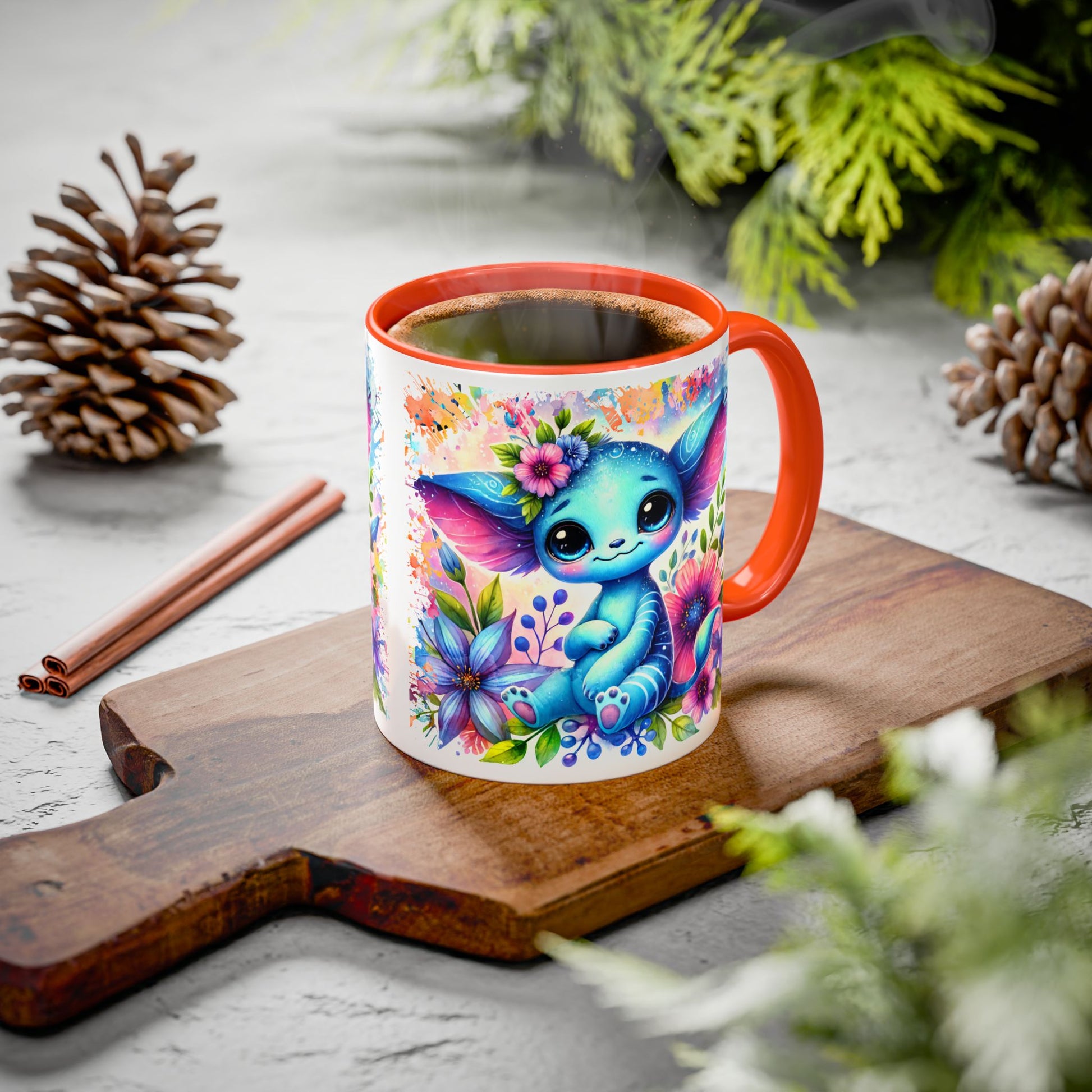 Colorful Floral Character Mug - Cute 11oz/15oz Coffee Mug for Nature Lovers - GULLYDESIGN