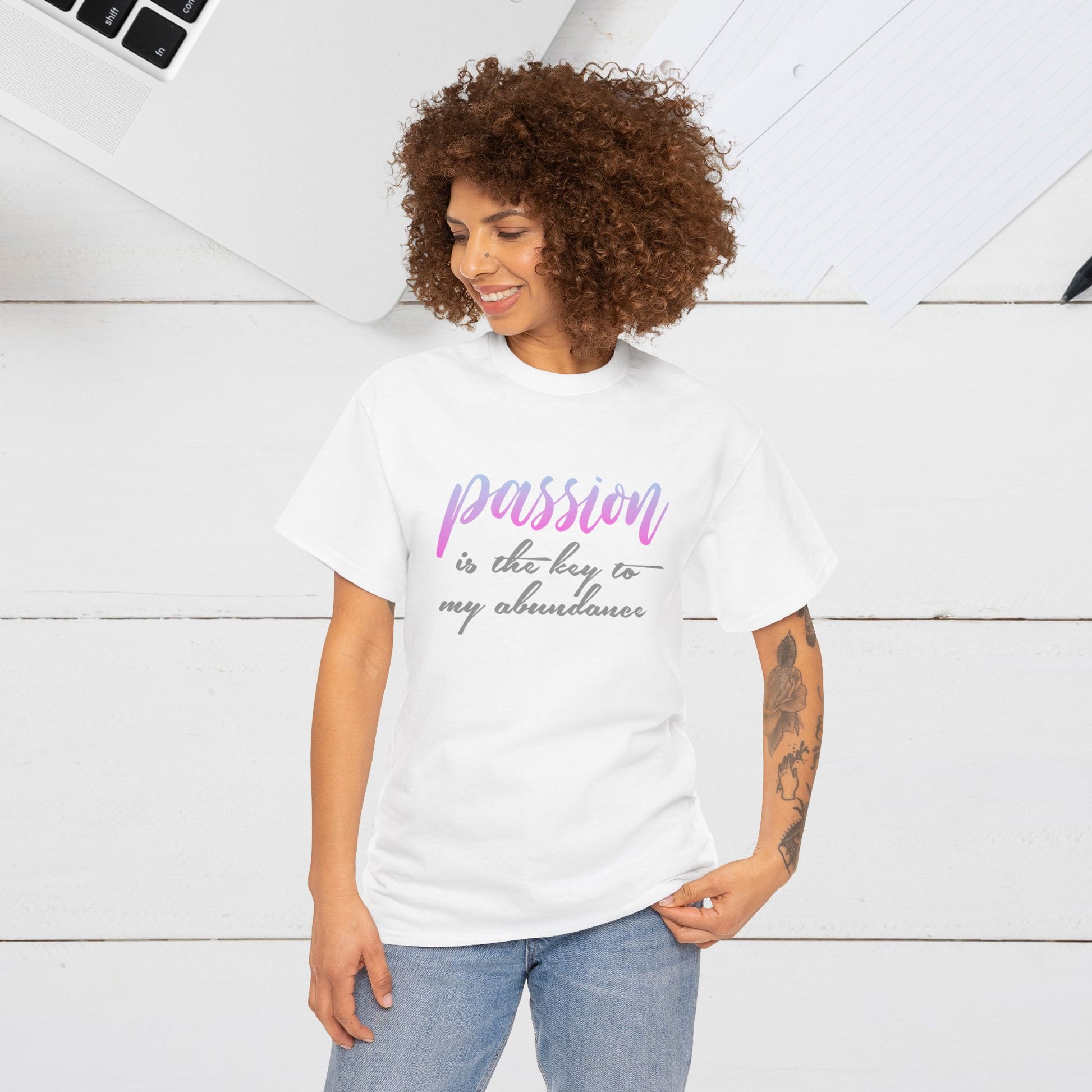 Passion is the Key Unisex Heavy Cotton Tee - Motivational T-Shirt for Inspiration and Abundance - GULLYDESIGN