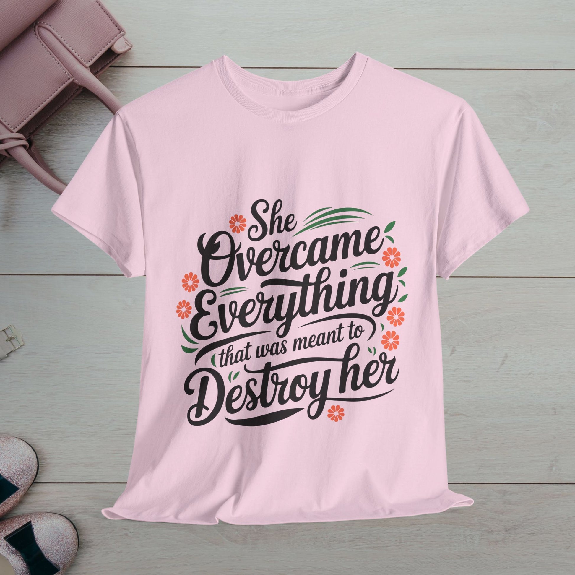 Empowering Women's Quote Unisex Heavy Cotton Tee - 'She Overcame Everything' - GULLYDESIGN