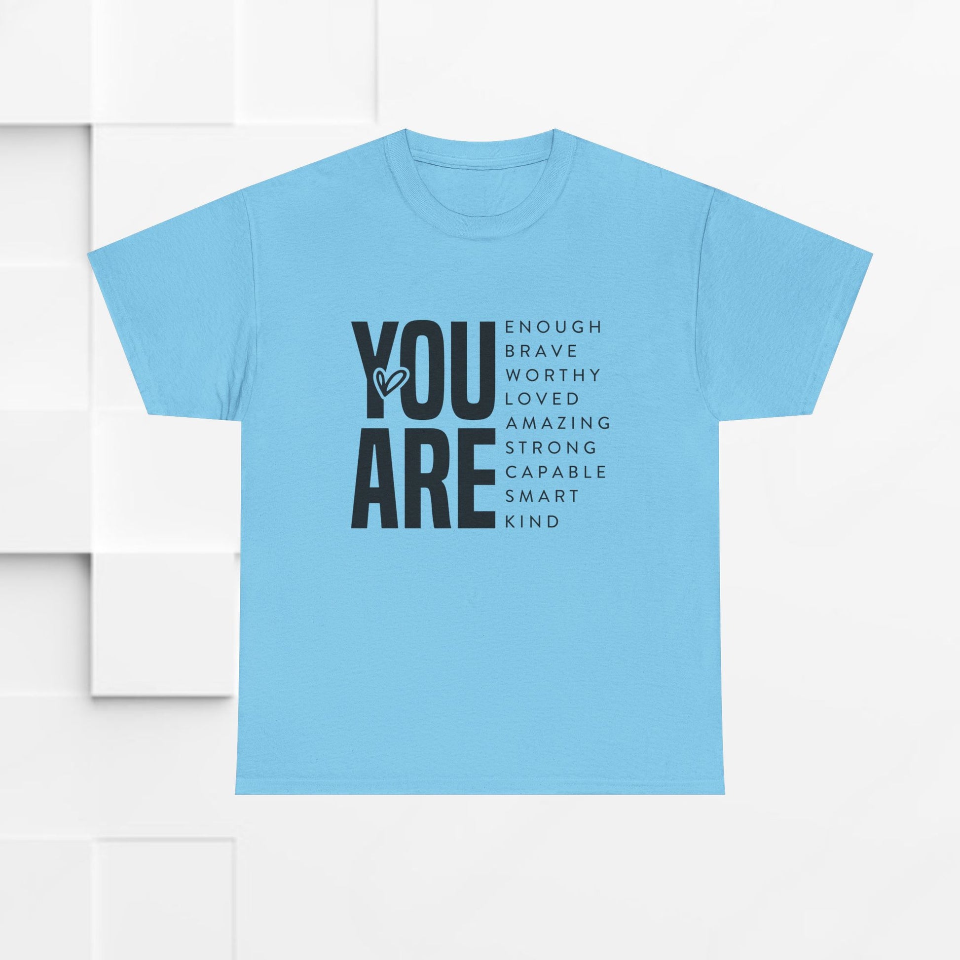 You Are Enough Unisex Heavy Cotton Tee | Inspirational Graphic Tee for Self-Love and Positivity - GULLYDESIGN