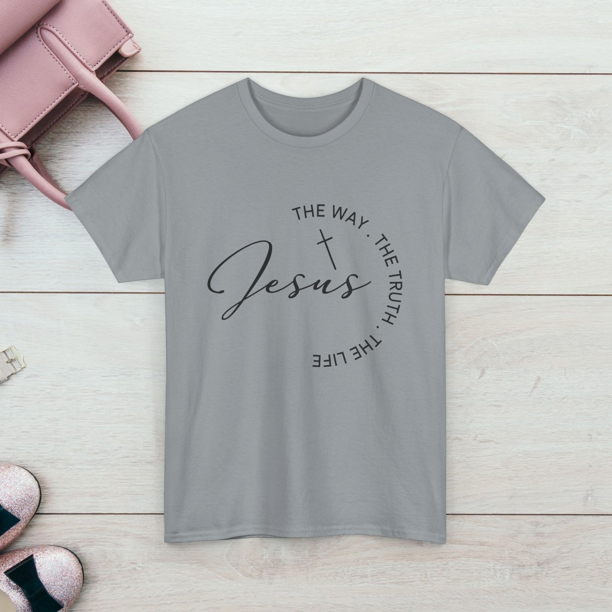 Faith-Inspired Unisex Heavy Cotton Tee - 'The Way, The Truth, The Life' - GULLYDESIGN