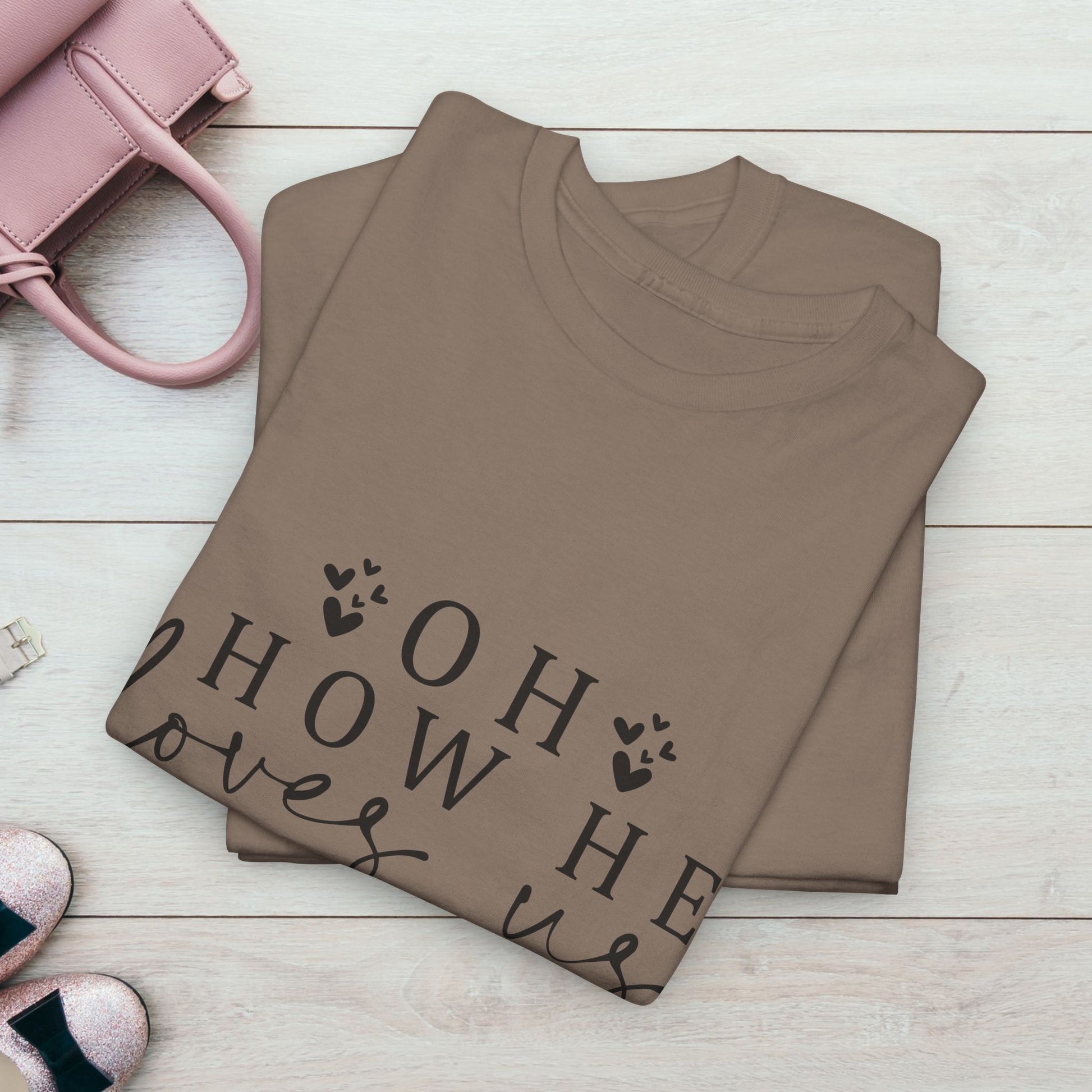 Inspirational Unisex Heavy Cotton Tee - 'Oh How He Loves Us' John 4:10 - GULLYDESIGN