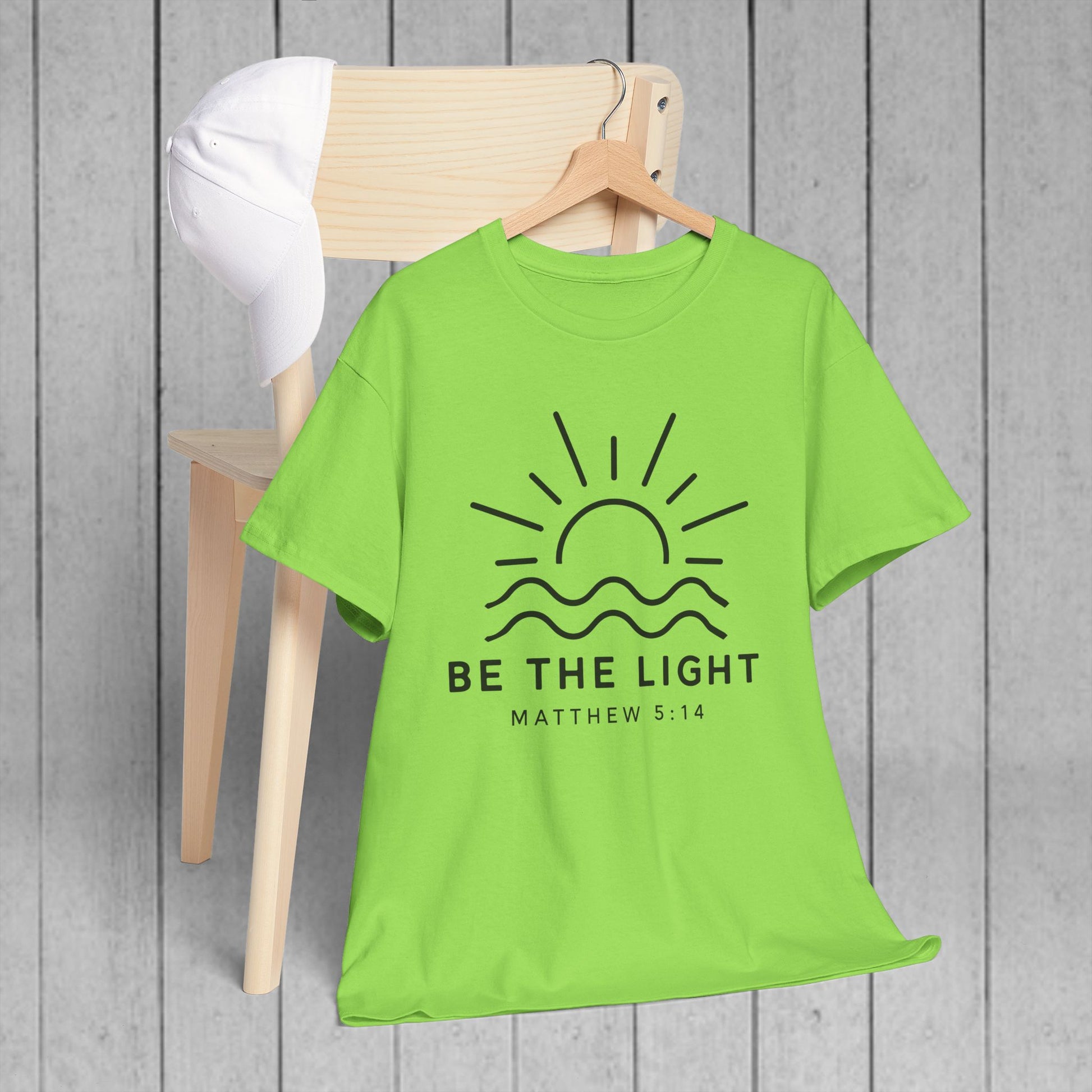 Inspirational Unisex Heavy Cotton Tee - 'Be The Light' Matthew 5:14 - GULLYDESIGN