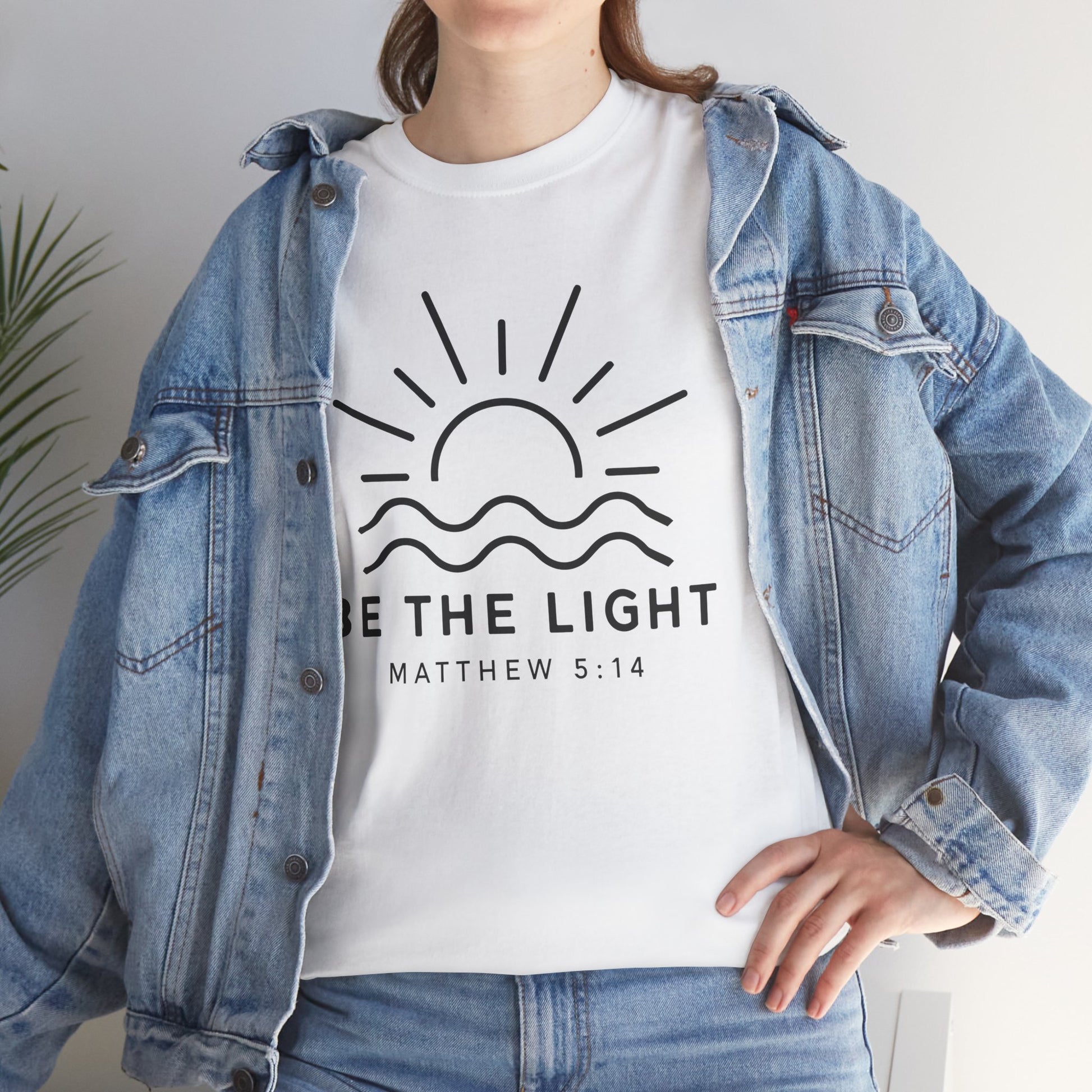 Inspirational Unisex Heavy Cotton Tee - 'Be The Light' Matthew 5:14 - GULLYDESIGN