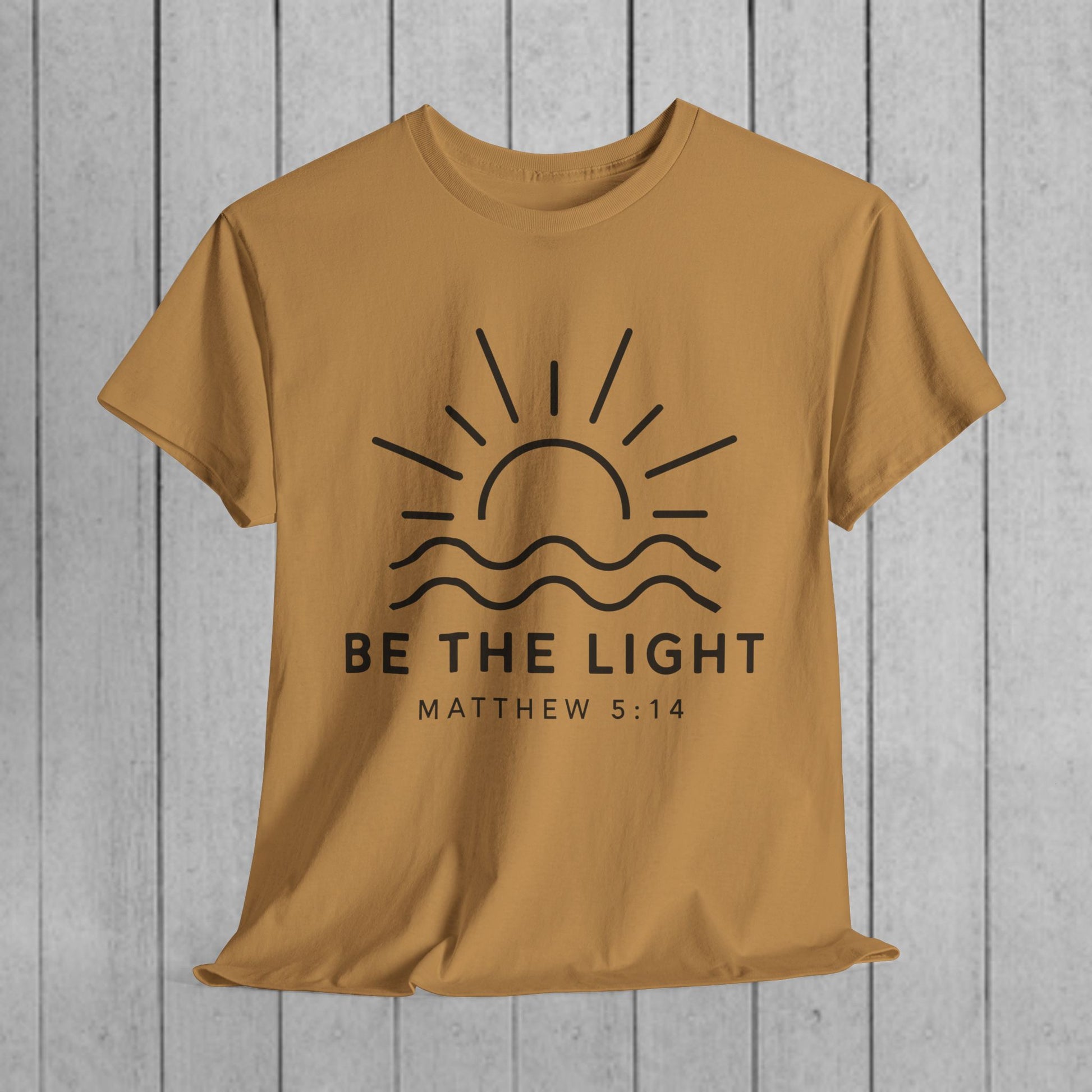 Inspirational Unisex Heavy Cotton Tee - 'Be The Light' Matthew 5:14 - GULLYDESIGN