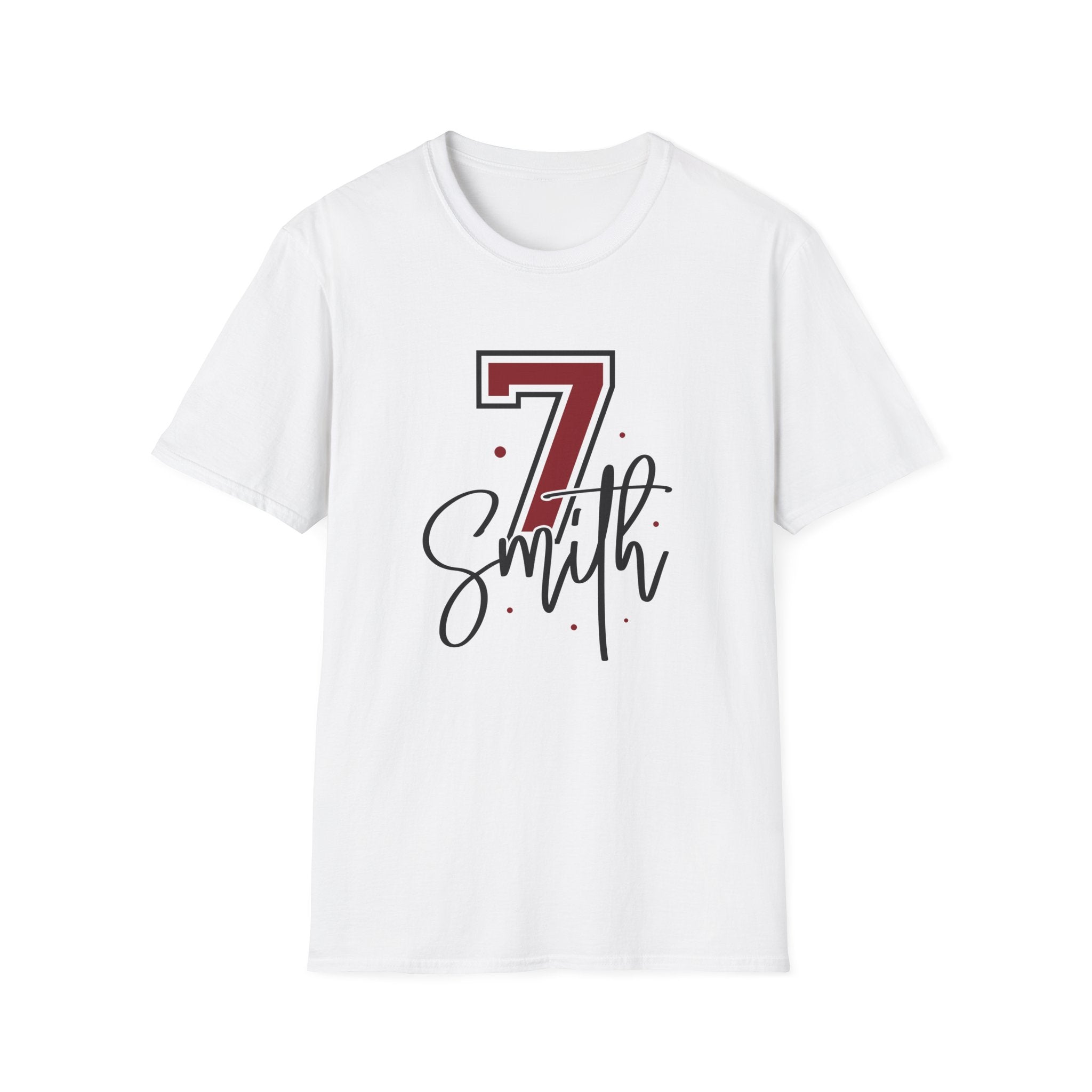 Customizable Unisex Softstyle T-Shirt with Name and Number Design