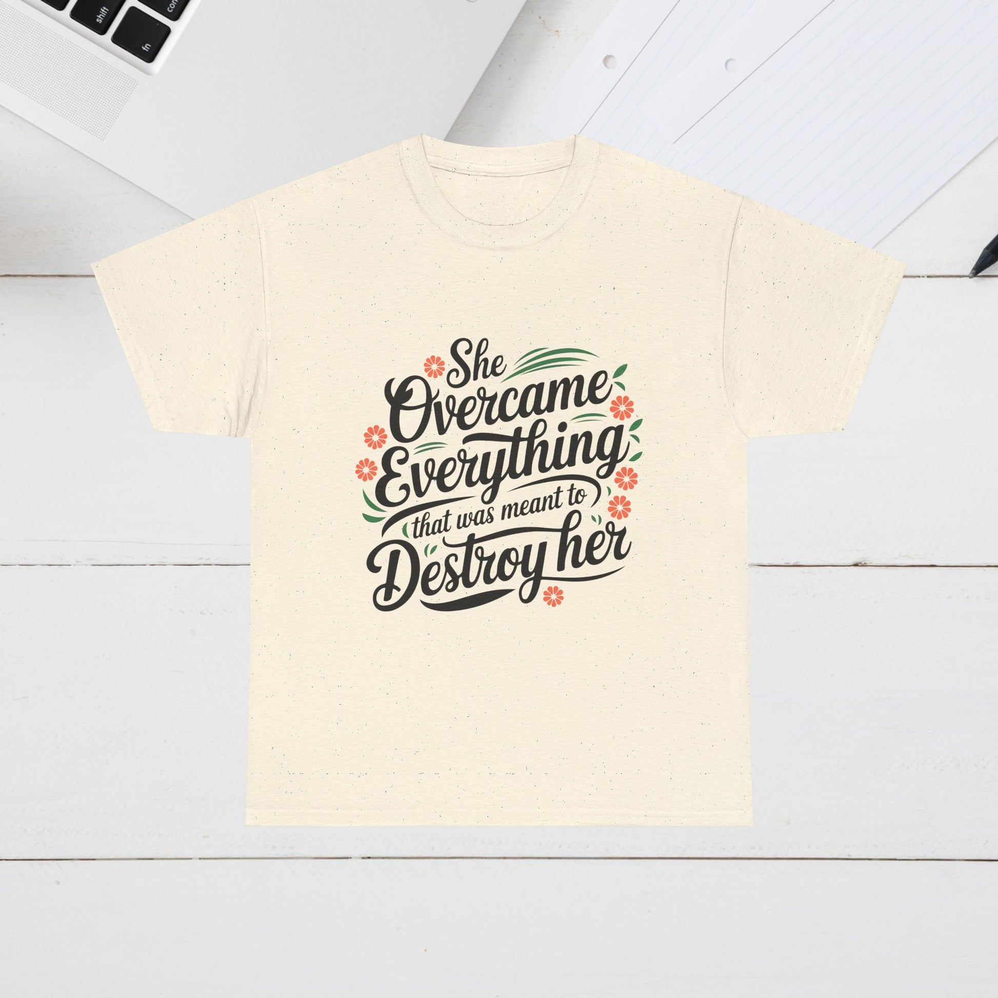 Empowering Women's Quote Unisex Heavy Cotton Tee - 'She Overcame Everything' - GULLYDESIGN