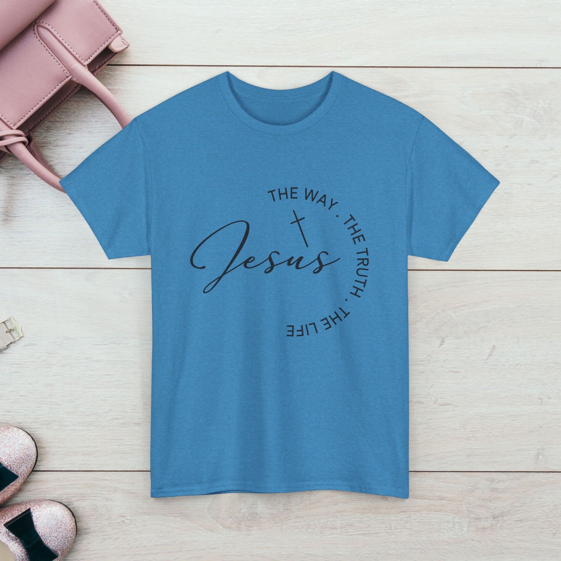 Faith-Inspired Unisex Heavy Cotton Tee - 'The Way, The Truth, The Life' - GULLYDESIGN