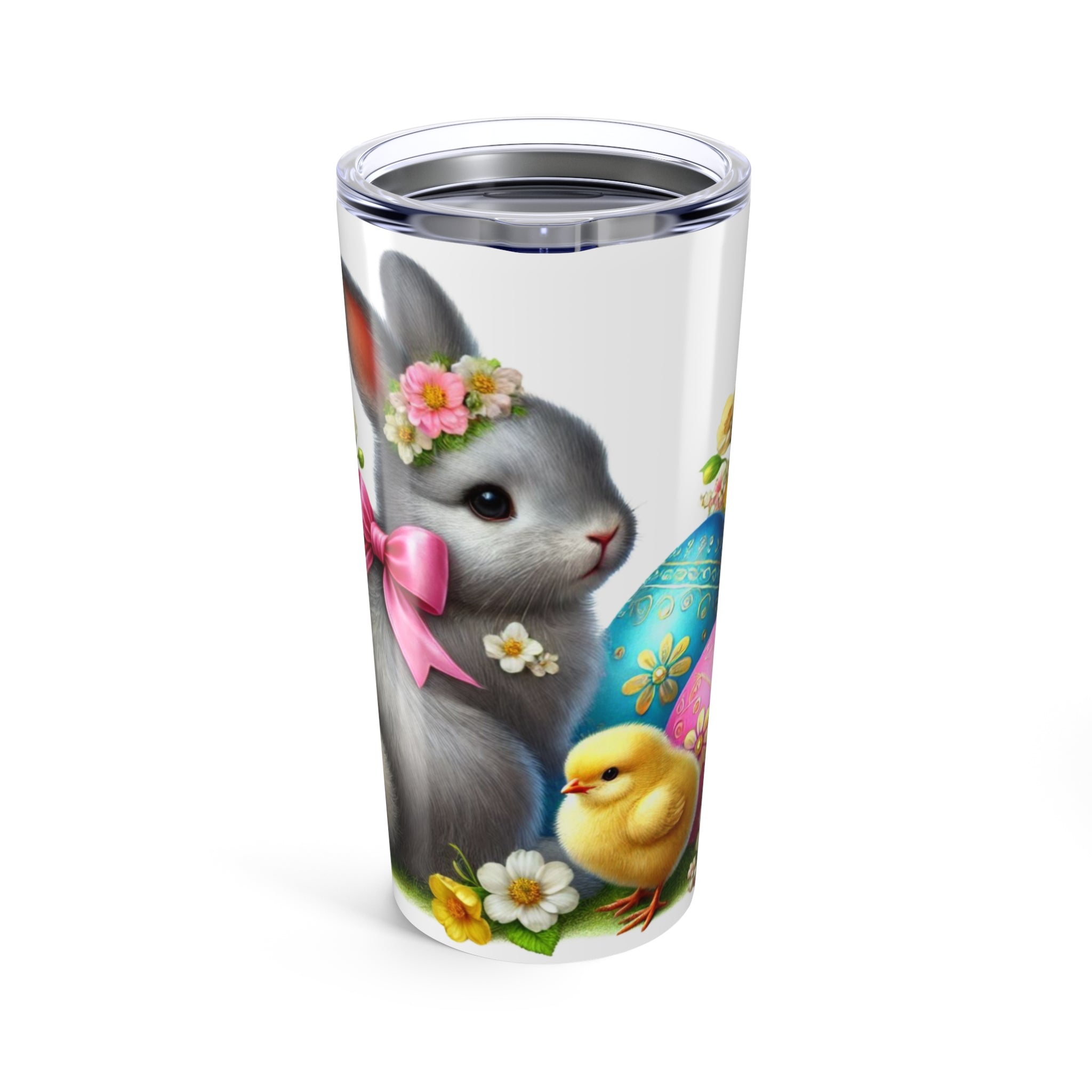 Easter Floral Bunny Tumbler 20oz - Insulated Travel Mug for Spring Celebrations - GULLYDESIGN