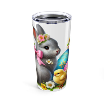 Easter Floral Bunny Tumbler 20oz - Insulated Travel Mug for Spring Celebrations - GULLYDESIGN